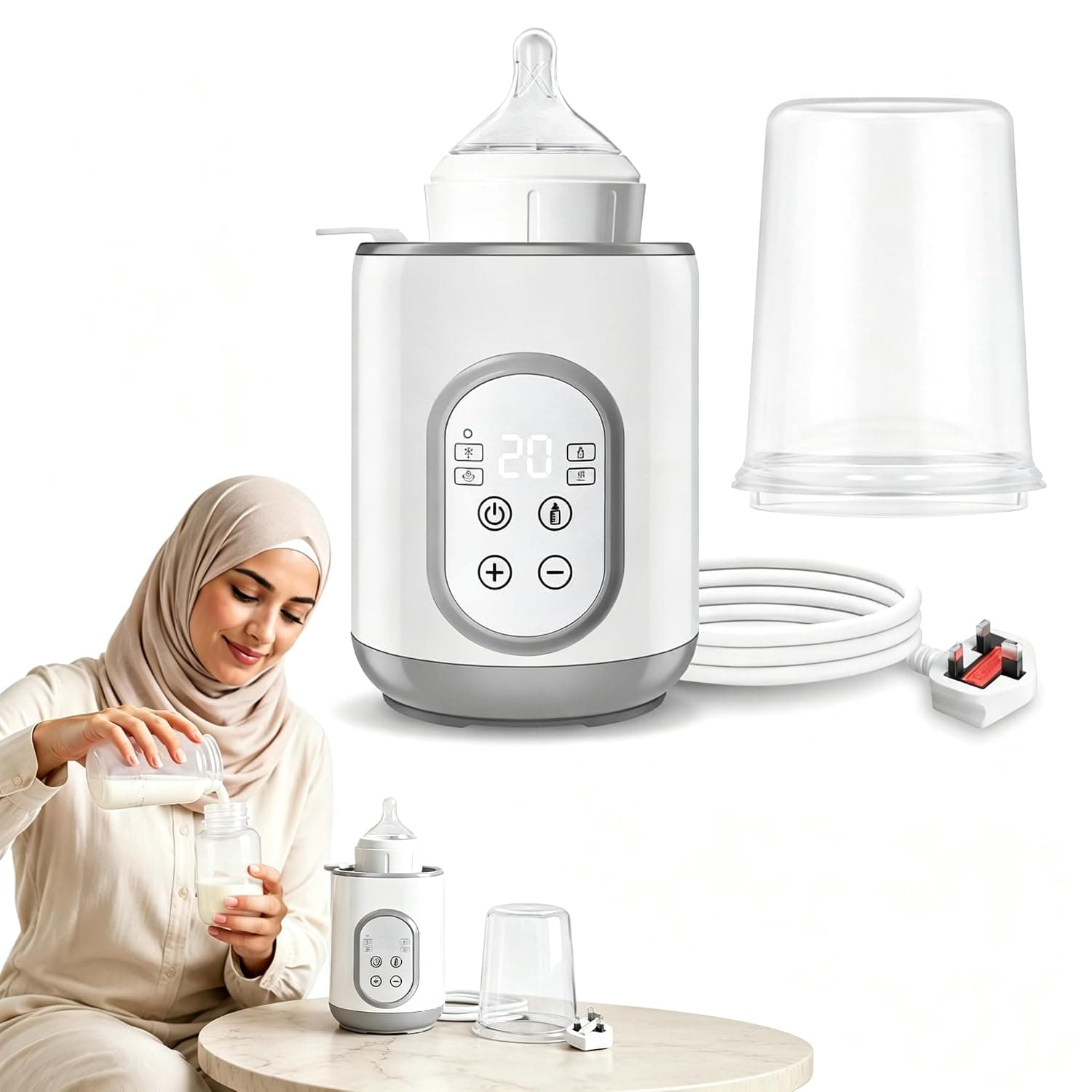 8-in-1 Fast Baby Bottle Warmer, Milk Warmer for Breastmilk & Formula, 24H Keep Warm with Timer, Auto Shut Off, Defrost Sterilize Food Heater, BPA-Free Newborn Essentials (Grey)