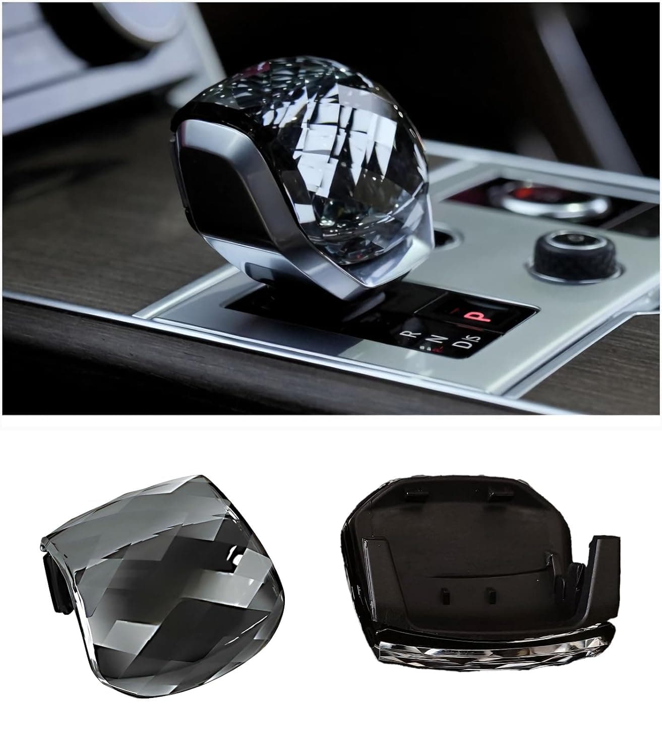 Egreat Crystal Gear Shift Knob Cover Trim Compatible with Land Rover Range Rover Sport/Vogue 2023-2025，VELAR/Discovery 5 2021-2025 Interior Accessories (Black)