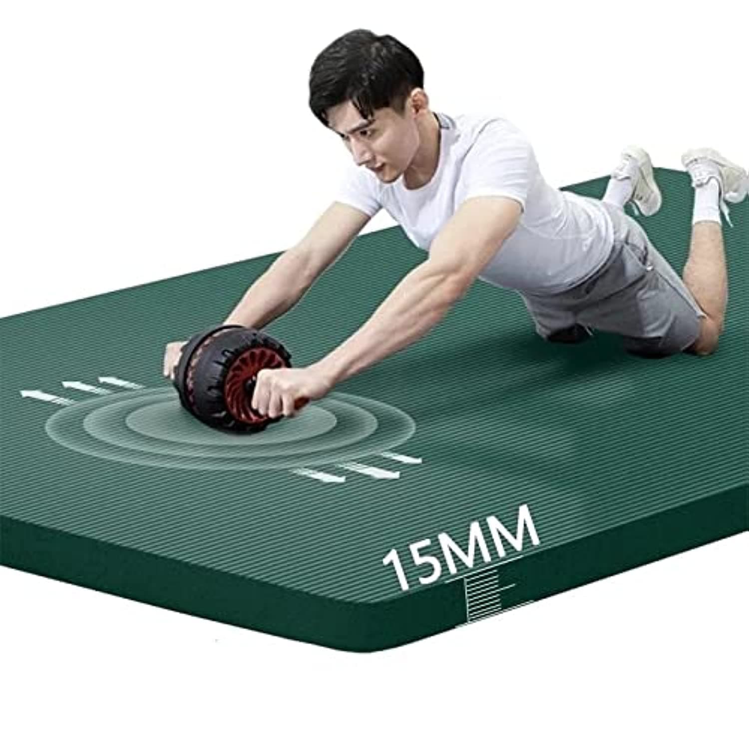 BODY BUILDER NBR SPORTS YOGA MAT 2CLR 200 * 90 * 1.5CM-38-1192, Green, Extra Large, 38-1192-GREEN