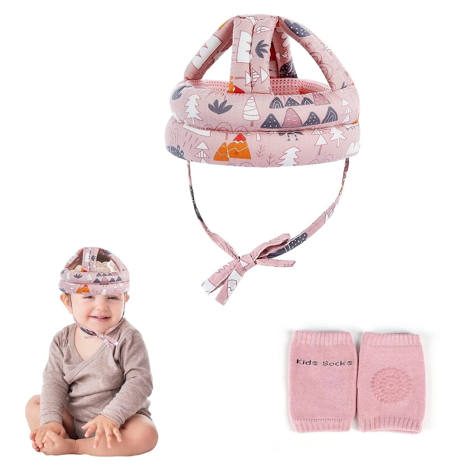 [Upgrade] Baby Safety Helmet Infant Toddler Breathable & Adjustable Head Cushion Bumper Bonnet for Running Walking Crawling (Pink)