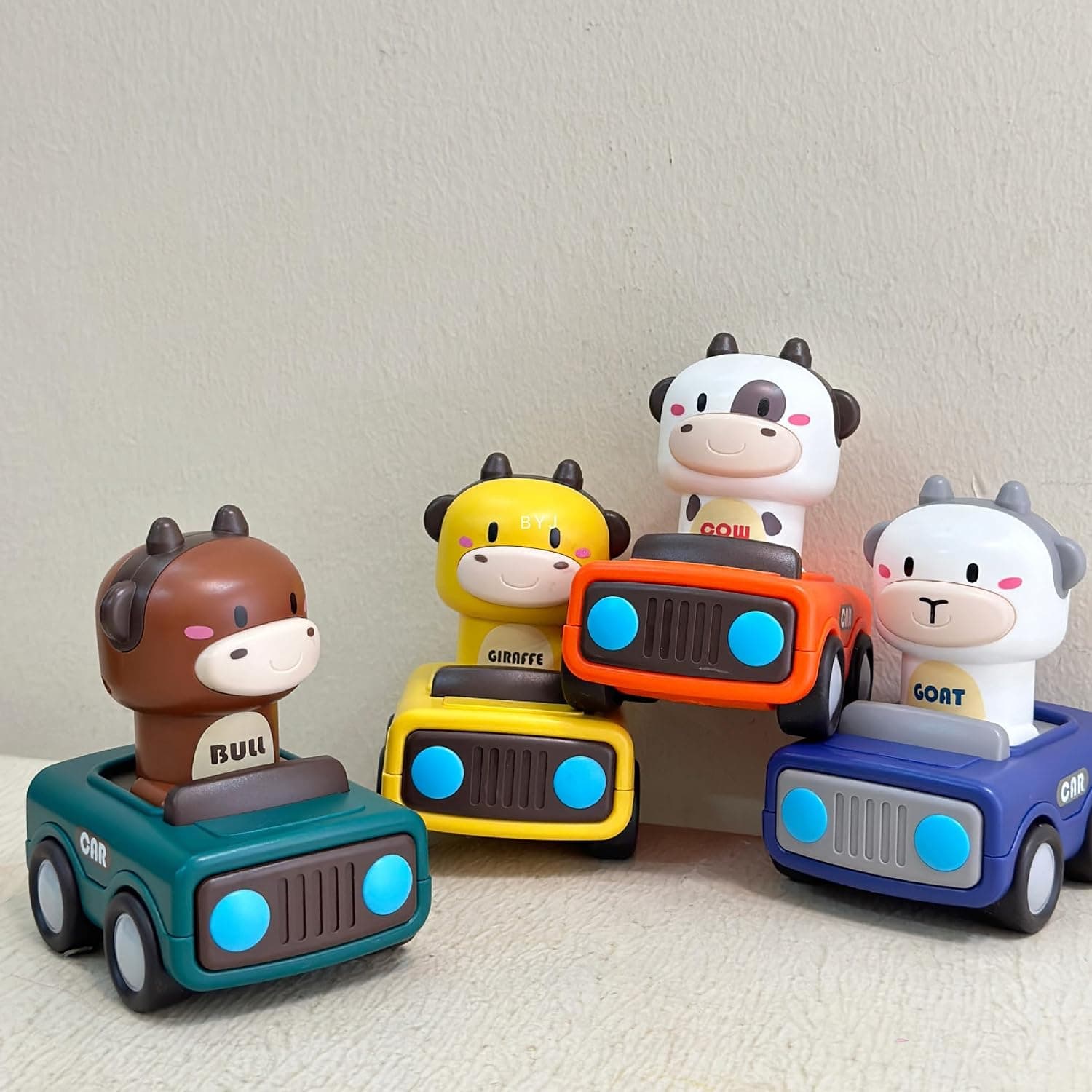 Press to Go Car Toys for Toddlers 1-3,Baby Animal Racing Cars with Push Go Friction Sound,Infant Play Vehicle Set for 6-18 Months, 1st Birthday Gifts Boys Girls 4pcs