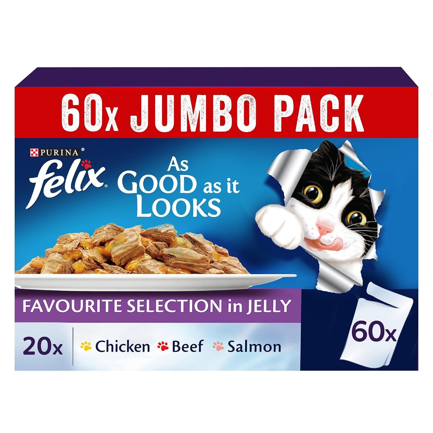 Purina Felix As Good As It Looks Favourites Selection Cat Food Promo Pack (85g) (50+10 Free) [Amazon Exclusive]