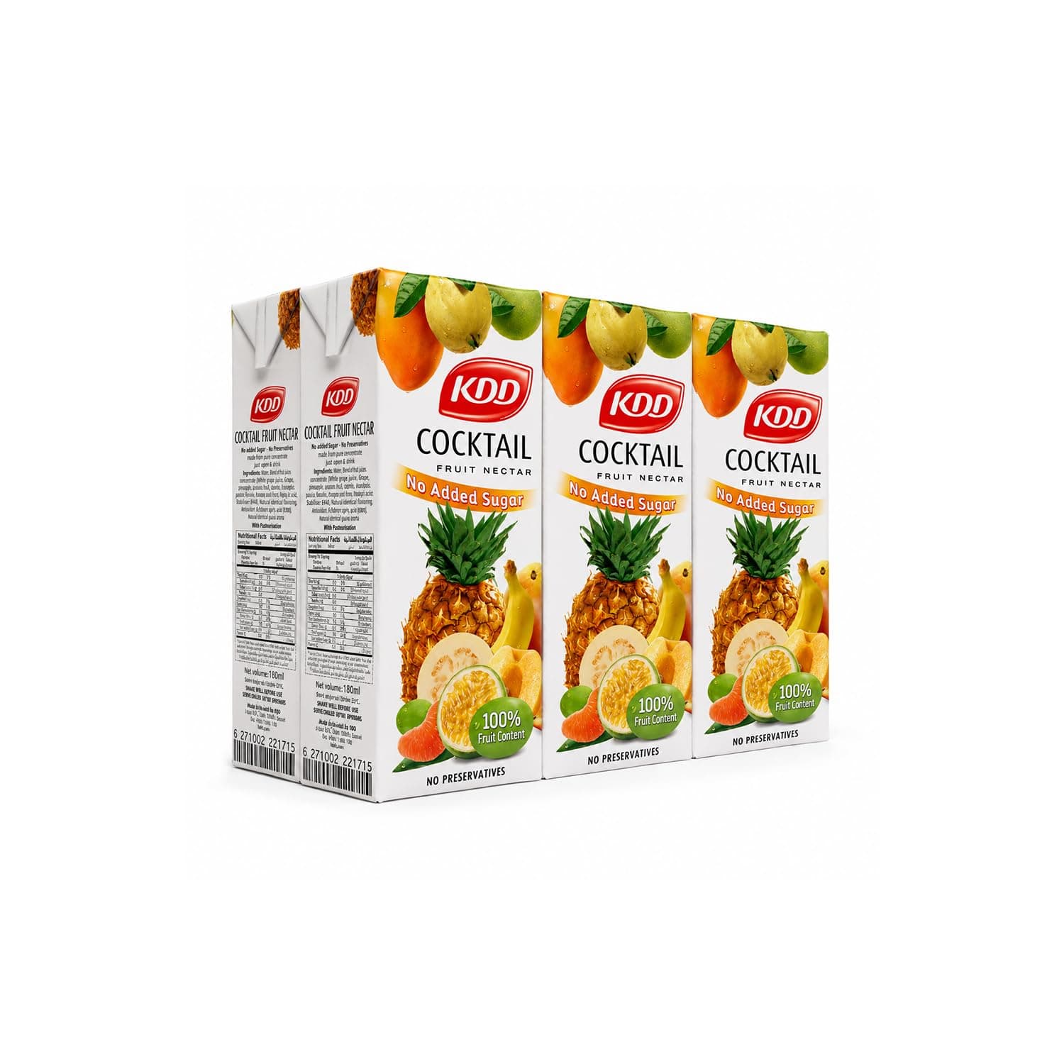 Kdd Long Life Cocktail Fruit Juice, 6 X 180 Ml - Pack Of 1