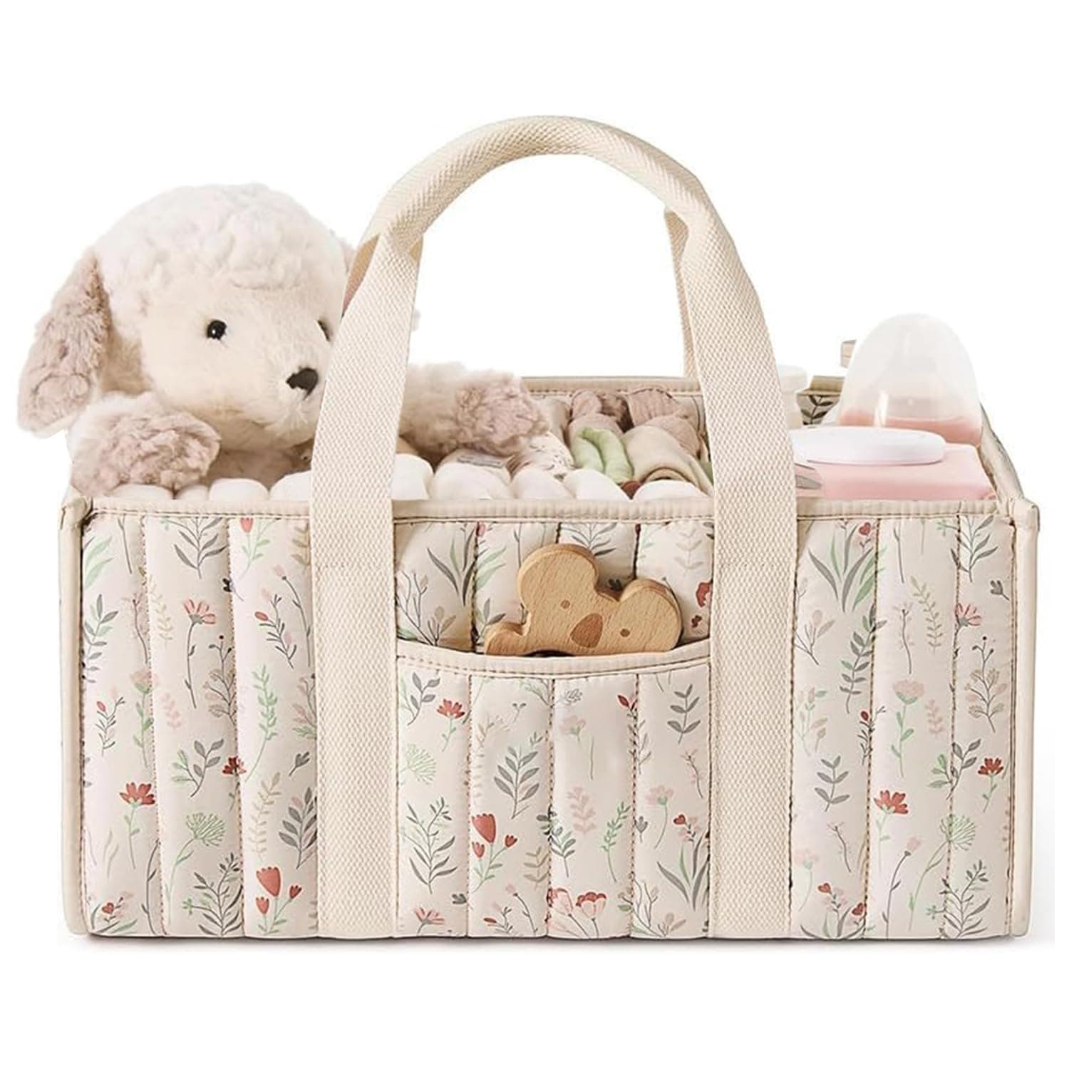 DMG TECH Baby Diaper Caddy Organizer - Portable Nursery Storage Basket for Changing Table, Car and Home Use, Multi-Compartment Diaper and Wipes Holder, سلة حفاضات أطفال