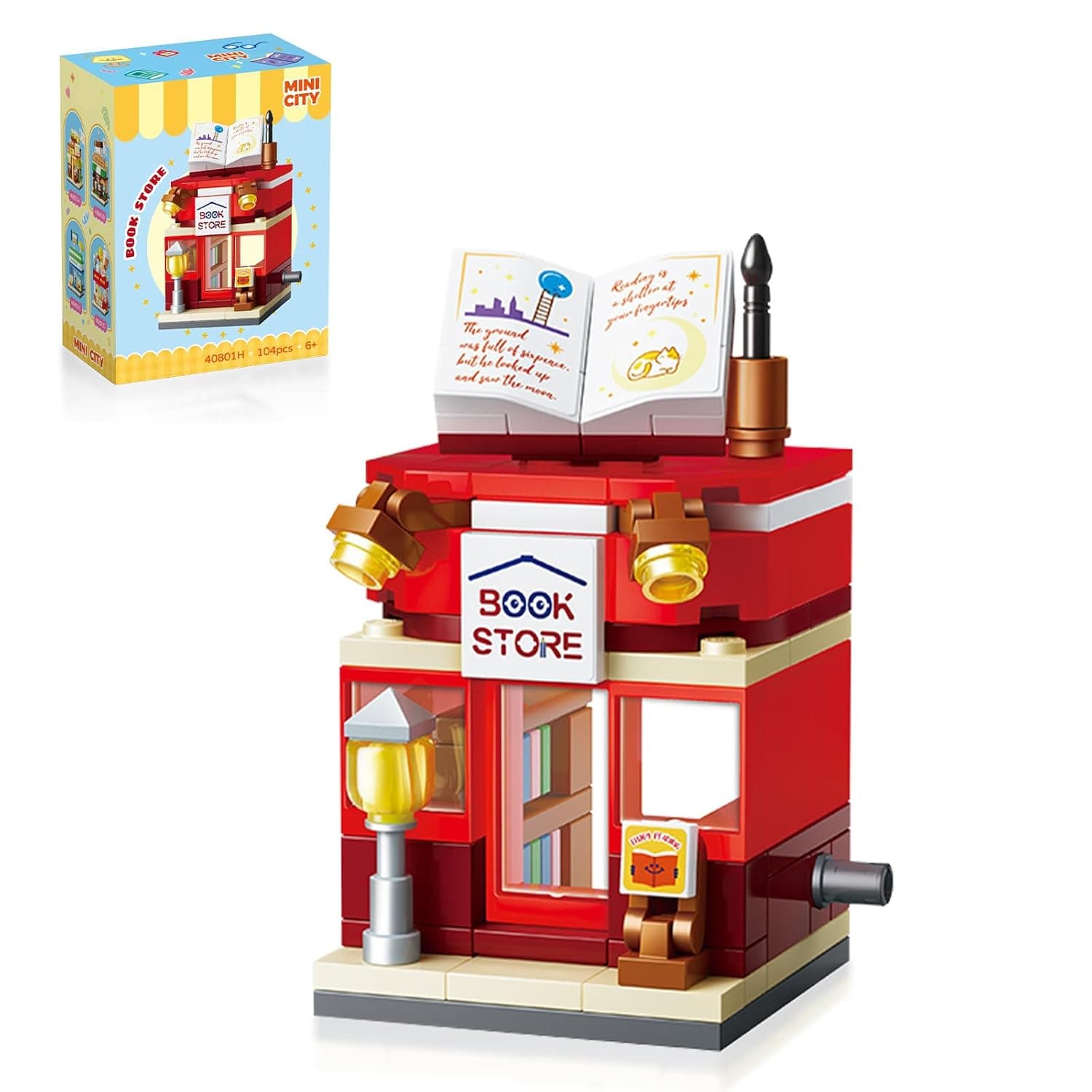 OMIRE Mini Street View Building Blocks Set, 9 Styles + 1 Combo Pack Available, Small Particle Construction Toys, Simulated Coffee Shop/Bakery/Flower Shop Buildings, Educational Gift for Kids-H