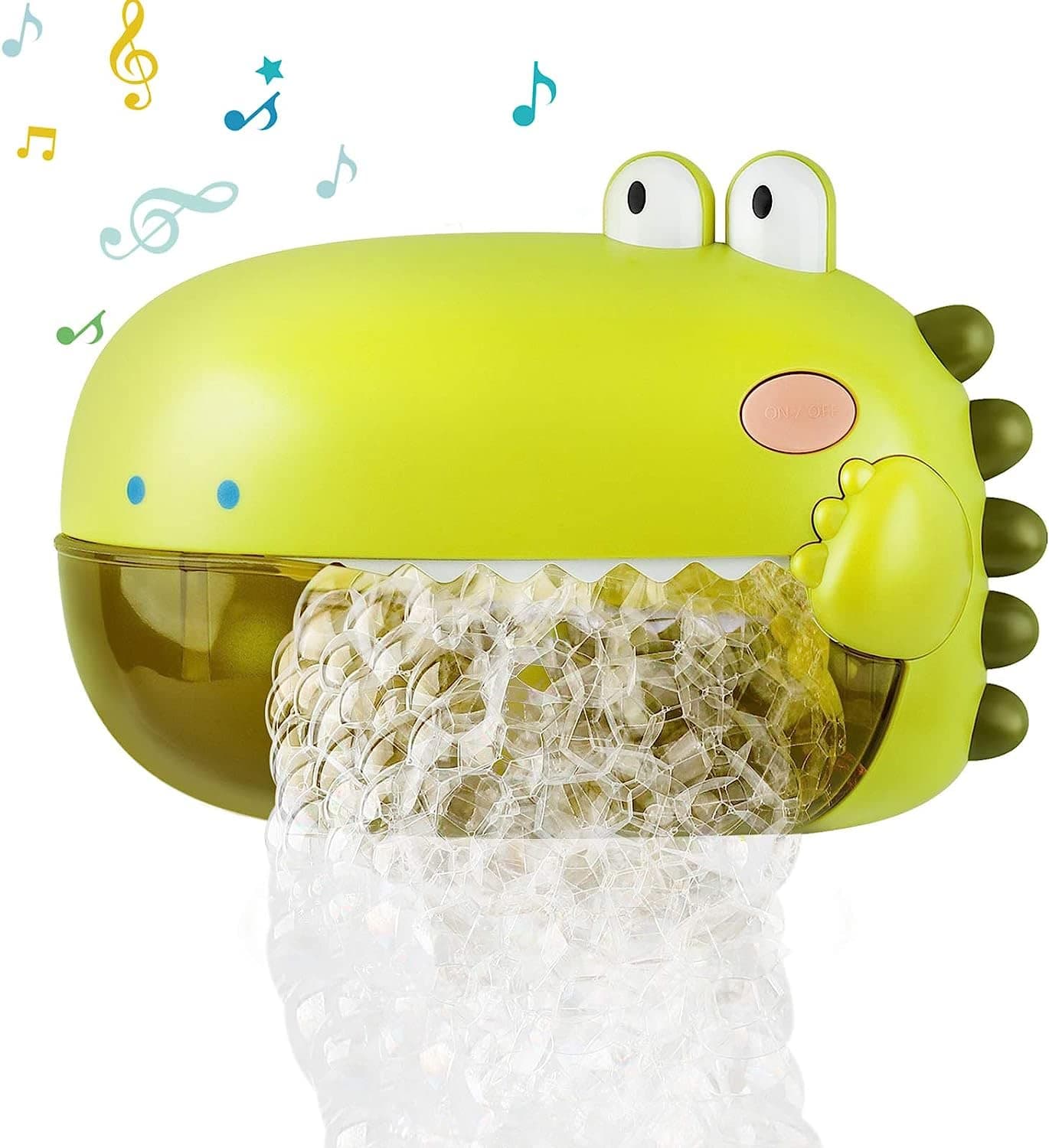 Soofam Bubble Bath Toys, Automatic Bubble Maker for Toddlers,Both Music/Silence Mode,Plays 12 Children’s Songs,Baby Bath Toy for The Baby Bathtub,Cute Dinosaur Bathtub Toys for Toddlers (Green)