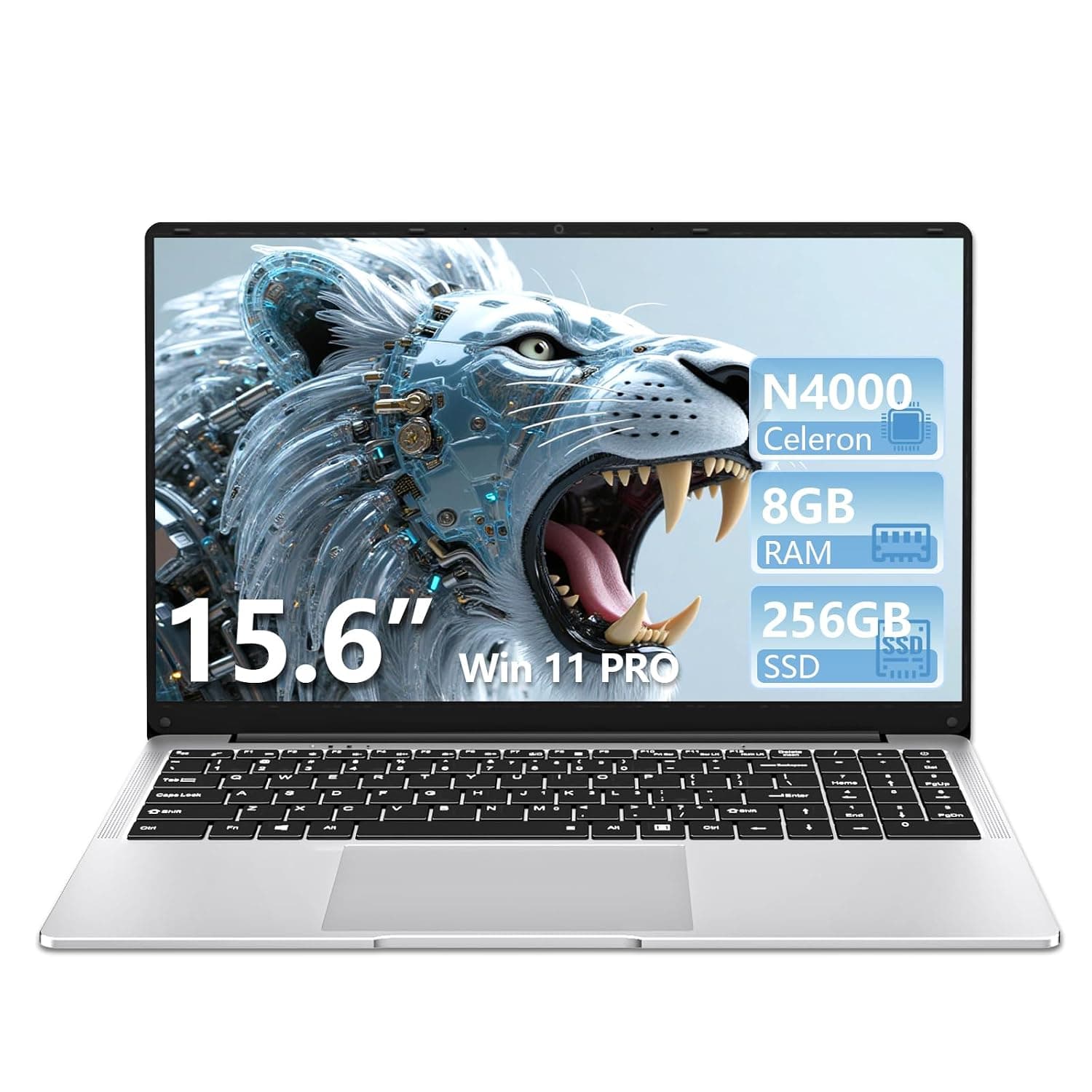 DUNHOO Laptop, 15.6’’ Laptop Computer with Celeron Processor N4000, 2Cores 2Threads, 8GB RAM DDR4 256GB SSD Laptops, UHD Graphics 600, Lap Top 180°Hinge, FHD 1920 * 1080, WiFi 5, BT 4.2, 12V/2A