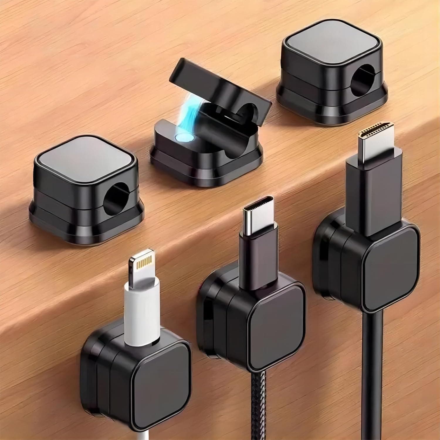 6 PCS Cable Straps Cord Organizer for Bundling Earphone, Reusable Cable Management Organizer, Organizer in Home,Office,Kitchen,School, Black