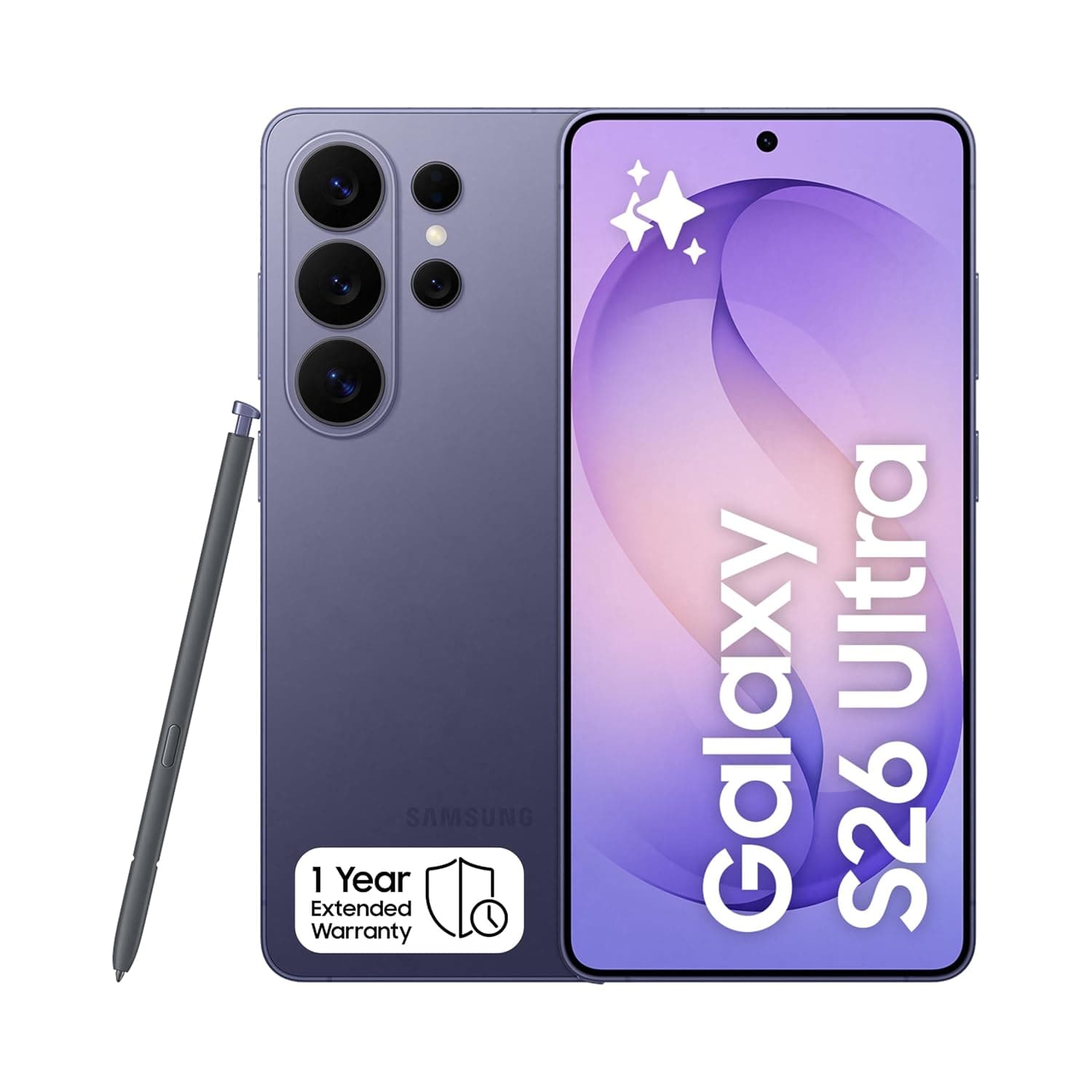 Samsung Galaxy S26 Ultra Cobalt Violet, 256GB Storage, AI Phone, 12GB RAM, Customized AP, Built-in Privacy Display, Photo Assist, 200MP Camera, 1 Year Manufacturer Extended Warranty (KSA Version)