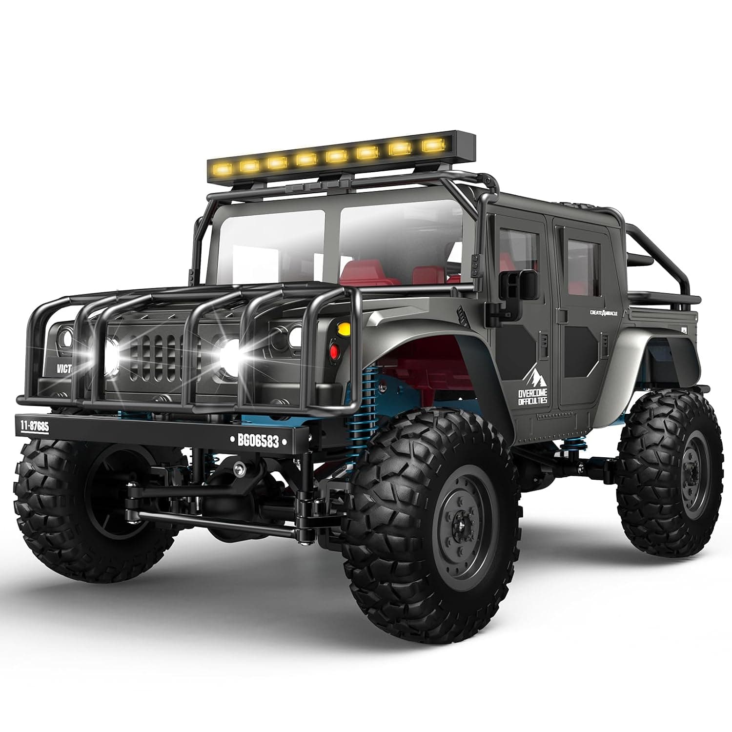 SIMREX RC Truck - 1/12 Scale 4WD Offroad RC Cars - All Terrain RC Vehicle with Semi Truck and Trailer - Hobby Grade RC Rock Crawler Toys - 20 km/h Remote Control Car Racing for Children and Adults