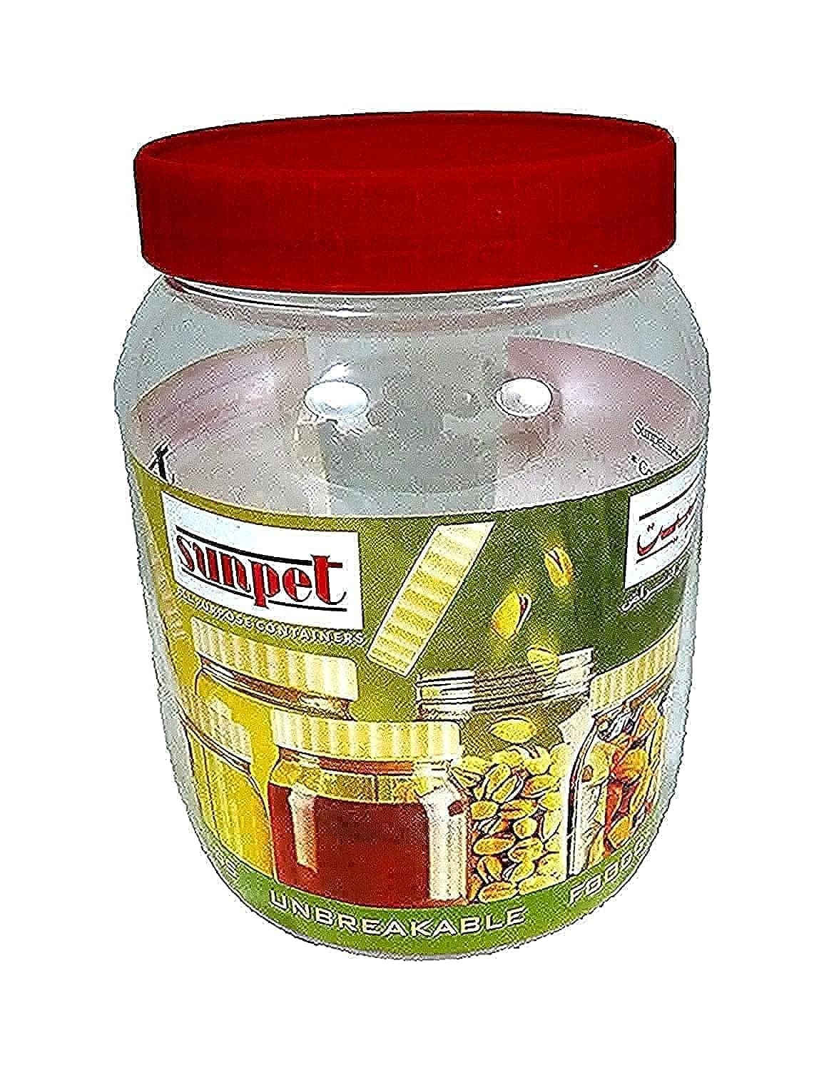 Sunpet Large Red Top Plastic Food Storage Canister Size 1000 ml, Pack of 1