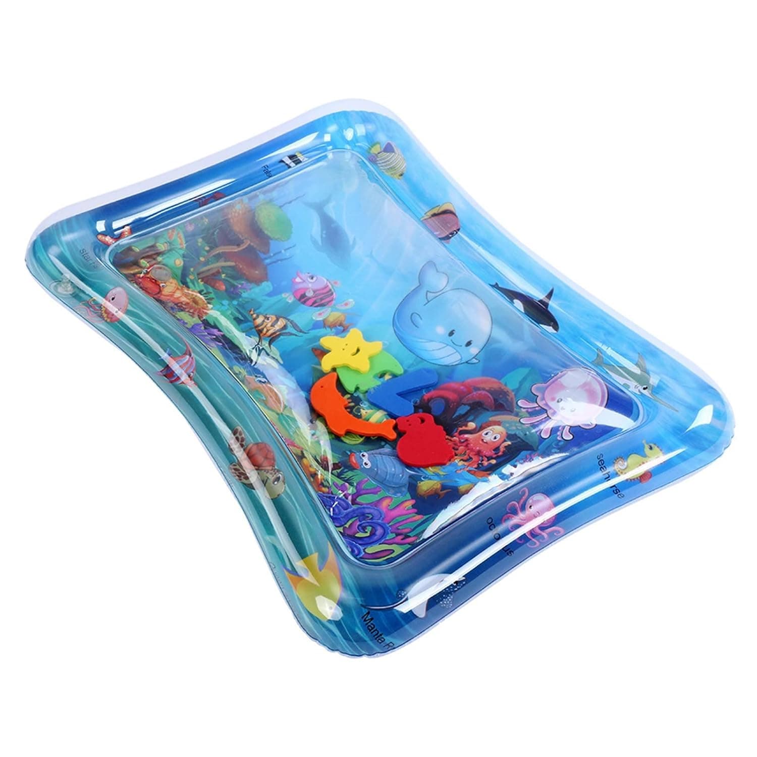 Zerodis Swimming Equipment Mat, PVC and Toy Filled, Inflatable Design for Infants and Toddlers, Fun Activity Tool 26.7x19.7in Baby Infant Water Play