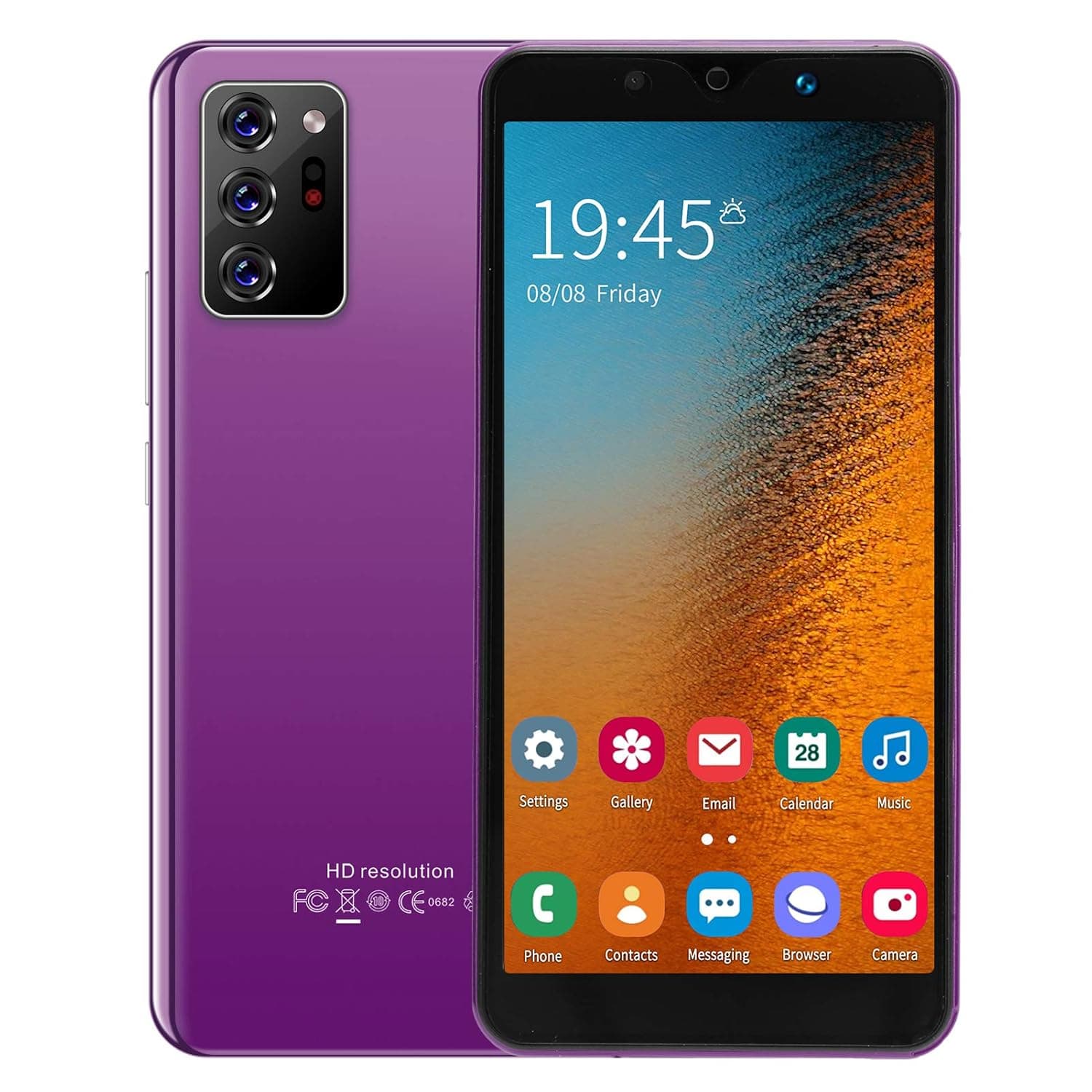 AMFSON Smartphone, Face Unlock Smartphone, Dual Cards Dual Standby Smartphone, for Android 8.1 854X480 Resolution(Purple)