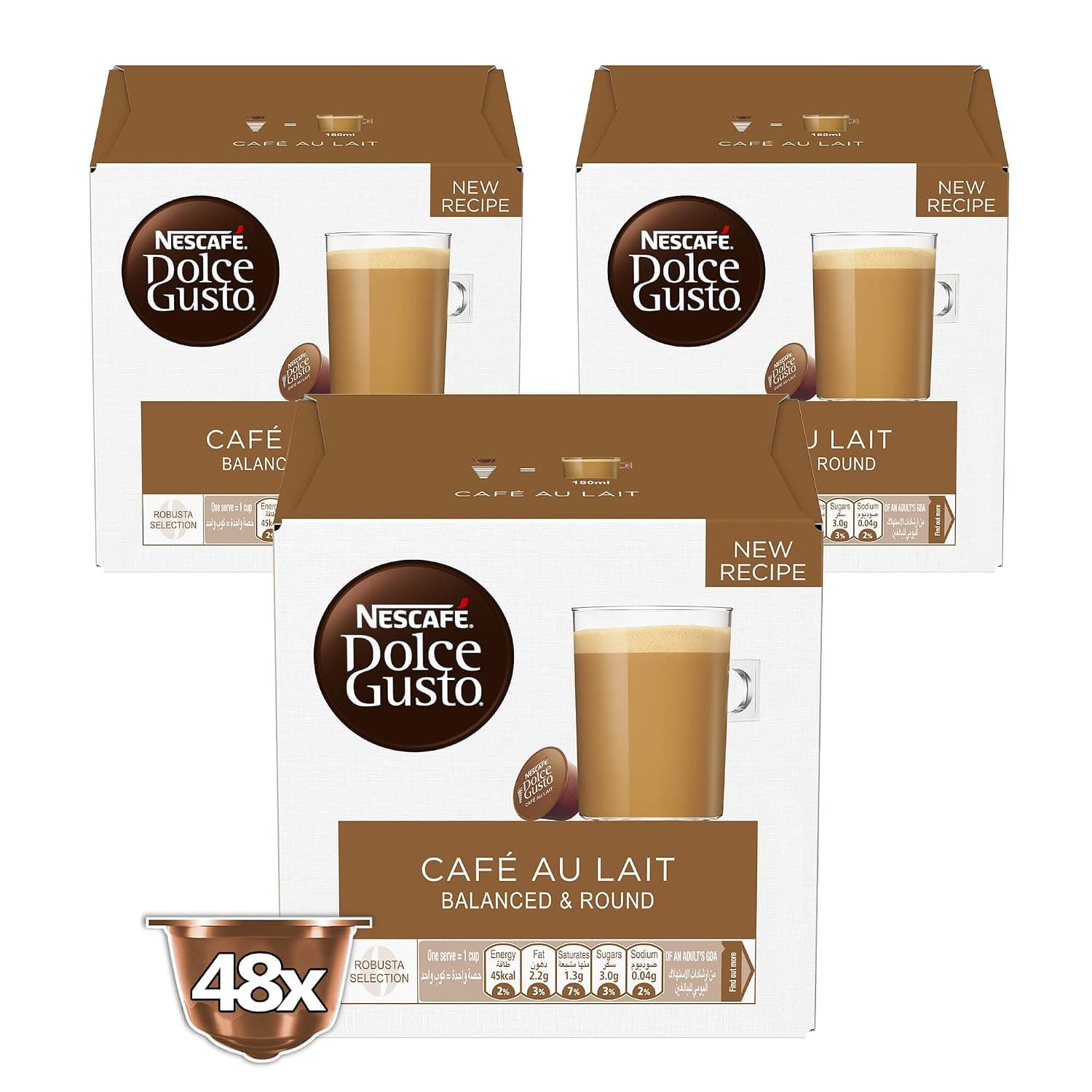 Nescafe Dolce GUSto Cafe Au Lait Coffee Capsules 48 Capsules, 48 Cups