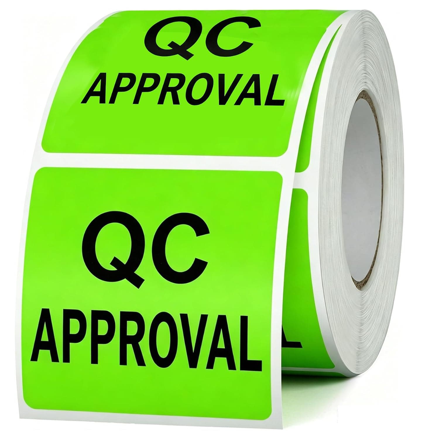 QC Approval Labels,2 Inches Fluorescent Green QC Approval Labels/Stickers,Inventory Quality Control Stickers(Pack of 500)