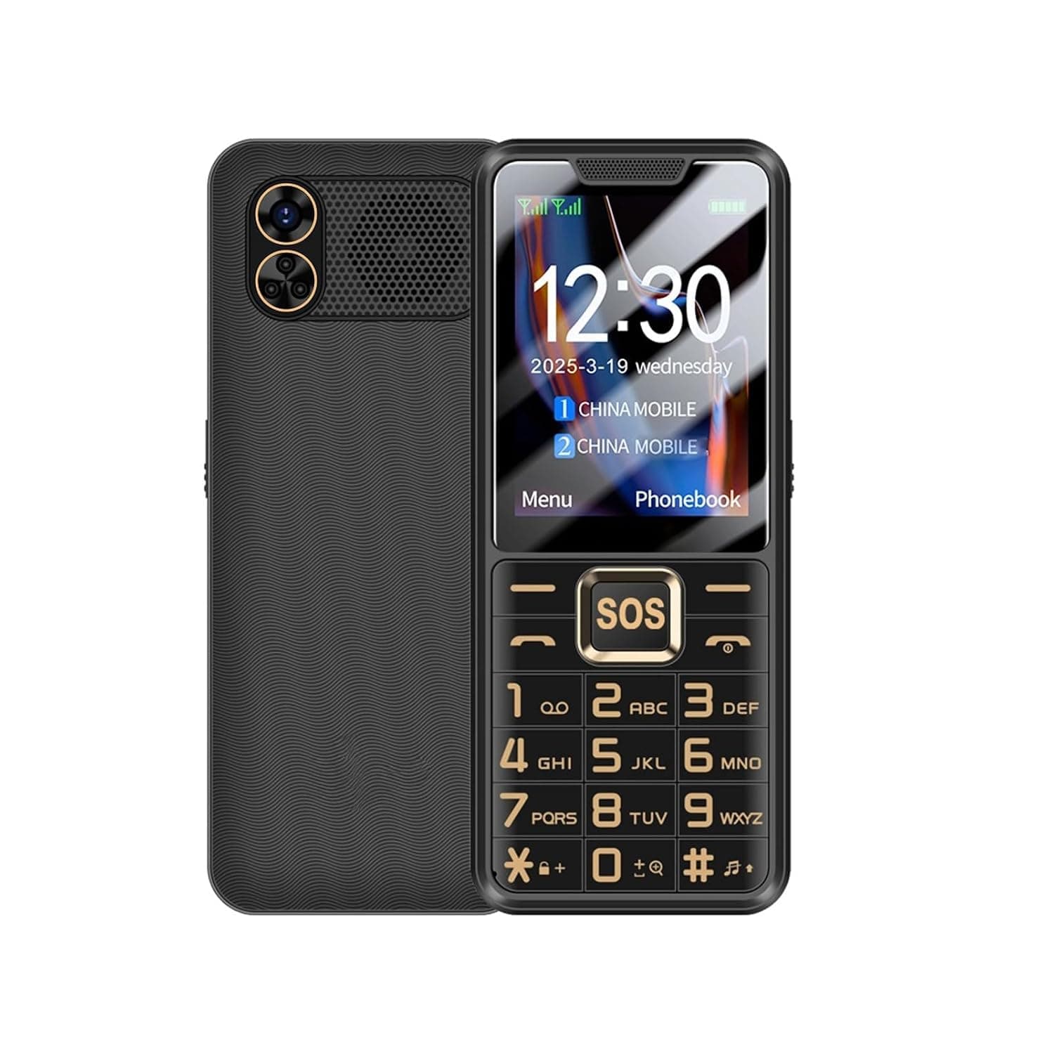 Elprico Mobile Phone for Seniors, 2.6inch HD DISPLAY TEFONE with SOS Button and Flashlight, 0.3 MP Camera Announcement Mobile Phone, FM Radio, Dual Card Dual Standby, 2500mAh (Black)