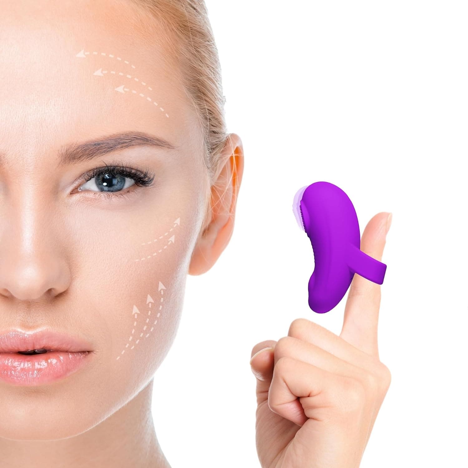 Multifunctional Portable Face & Eye Massage Tool, Mini-Ring Powerful Handheld Massager, Waterproof Eye, Jaw, Finger and Body Massager, Relieves Facial Muscle Fatigue and Pain - Purple