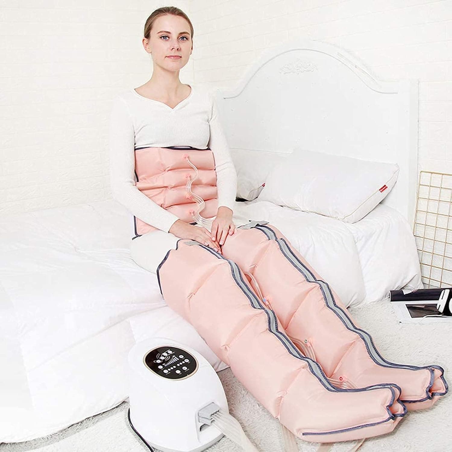 Leg Pressure Massage for Circulation and Relaxation Of Muscles,Leg Arms, Waist Air Compression Massager with 3 Modes Massage for Home, Office and Travel (Color : Green, Size : 2legs+1waist)