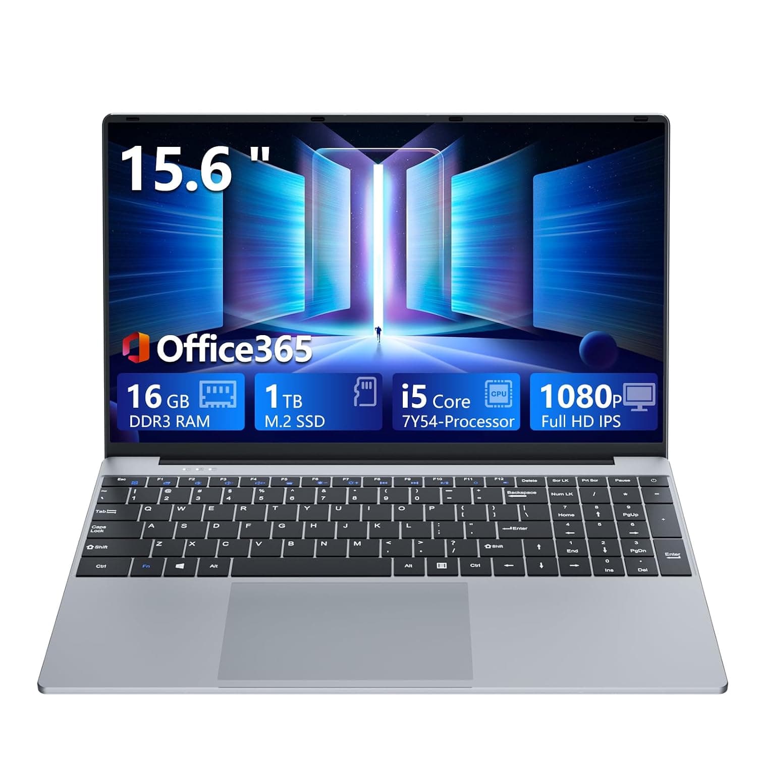 15.6-inch Laptop, Core i5-7Y54 Processor, 16GB RAM, 512GB SSD (16GB RAM+1TB SSD)