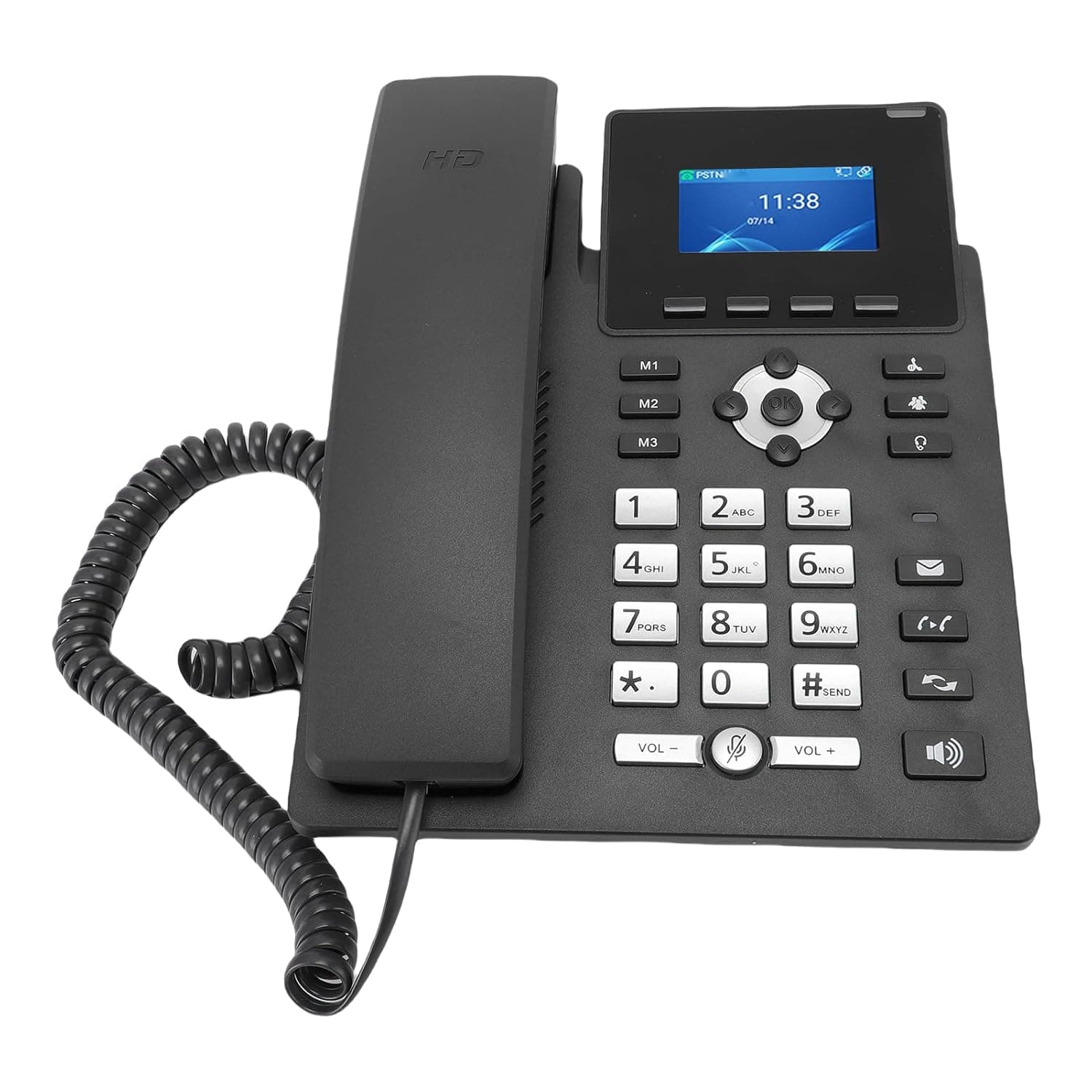 Generic IP Phone, 2 Lines, 2.4 Inch Color Display, Dual Port Gigabit Ethernet, Mutil Ports, PoE, Noise Cancellation, VoIP Accounts, Desktop WIFi IP Phone for Business