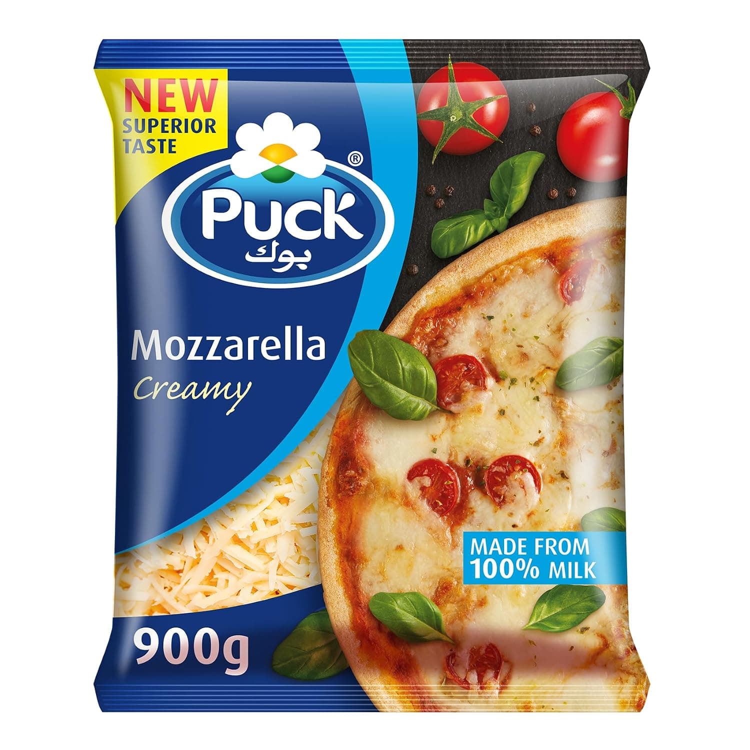 Puck Mozzarella Shredded Cheese, 900g - Pack of 1