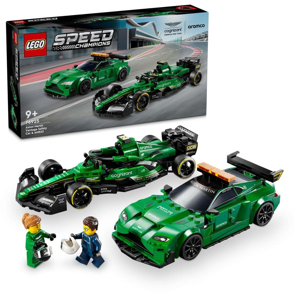 LEGO Speed Champions Aston Martin Safety Car & AMR23 Toys, 2 Model Vehicles Playset, Building Set for Kids, with 2 Minifigures, Gift for 9 Plus Year Old Boys and Girls 76925