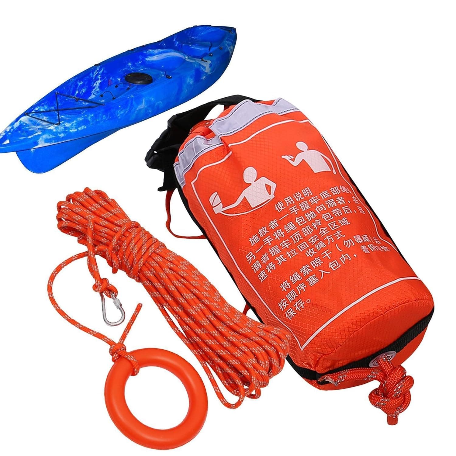 Throw Flotation Device For Boat Safety Equipment | Throw Rope Floating Bag Portable Outdoor Boating Kayak Canoe Rafting Sailing Coast Pool Flood Marine Water Search Drowning
