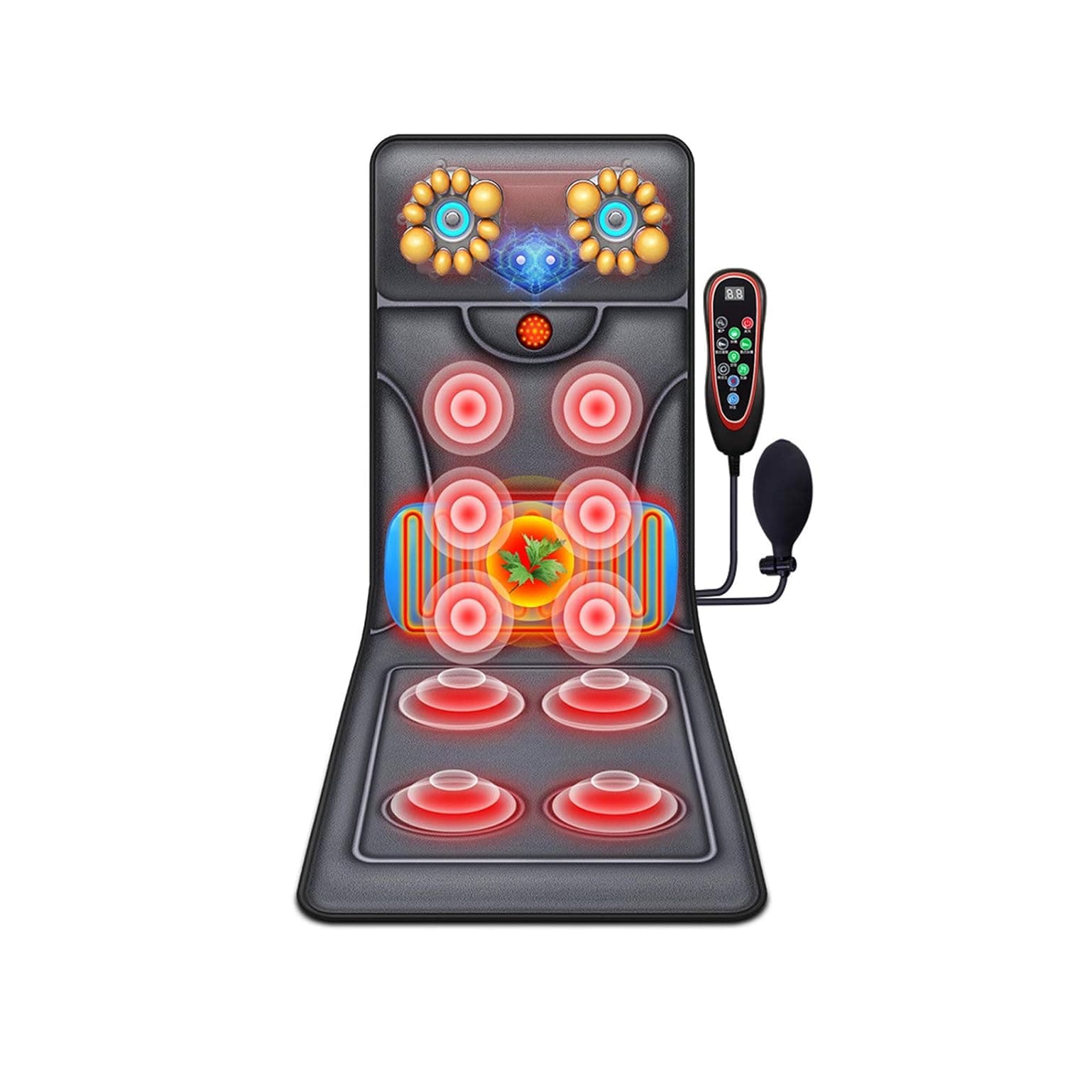 Full Body Massage Mattress, Massage Mats With Heat Full-body Vibrating Back Pain Cramps Relief Auto Shut Off Foldable Therapy Cushion for Back Pain, Muscle Ache, Relaxation LEOWE
