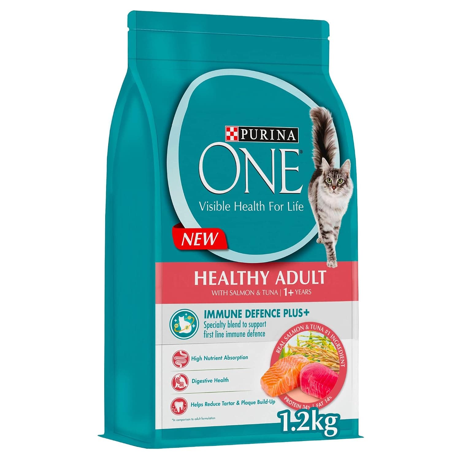 PURINA ONE Healthy Adult Salmon & Tuna Cat Food 1.2kg, White