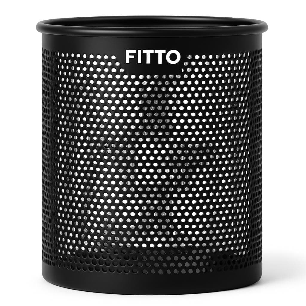 Fitto Round Pen Holder 10x8cm Black for Office Desk Organization