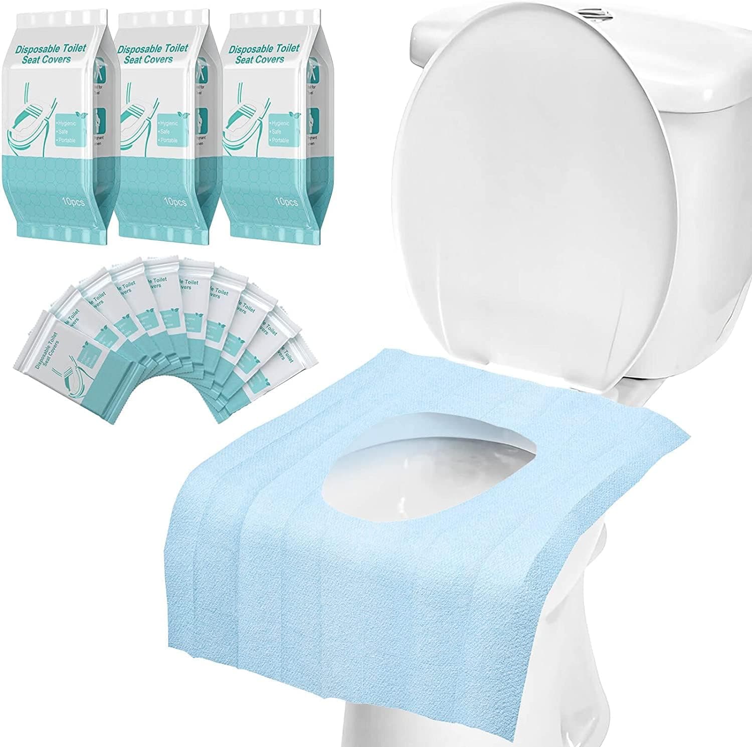 30 pack of disposable toilet seat covers 100% waterproof XL individually packaged disposable toilet seat covers for potty training for adults and children, travel for public toilets, camping