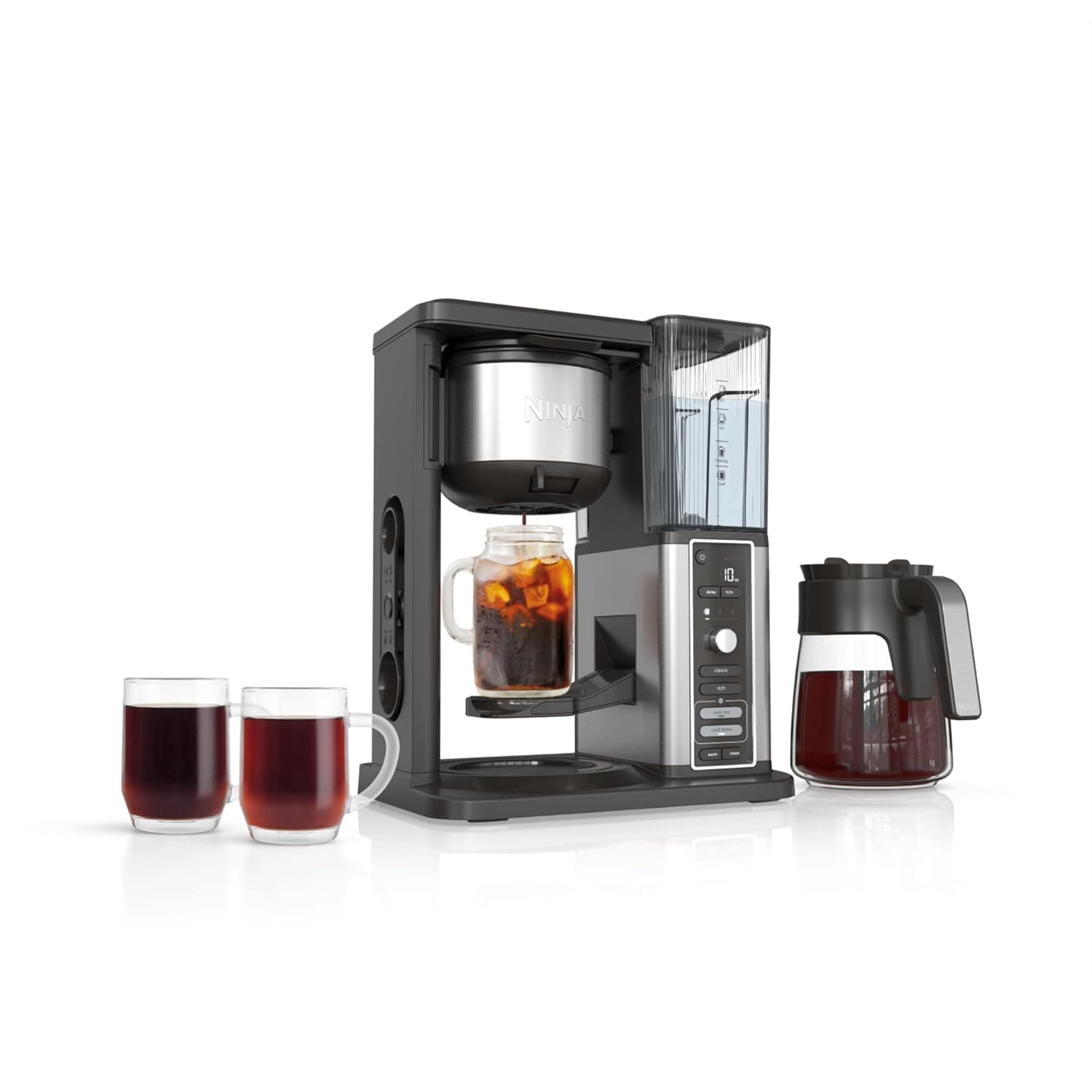 Ninja CM371 XL Hot and Iced Coffee Machine with Fast Cold Beer, 4 Preparation Styles, 8 Sizes Small Travel Cup, Single Series, 12 Cups, Filter