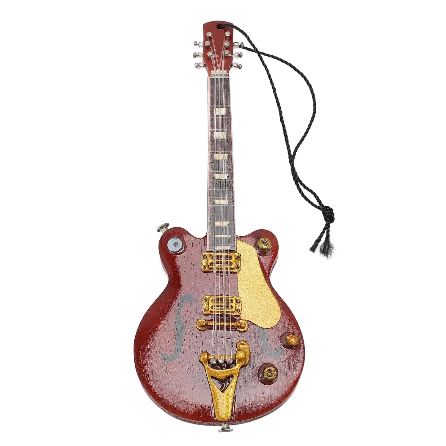 Wooden Guitar Keychain Miniature Musical Instrument Keyring Basswood Handcrafted with Vibrant Colors for Backpack Bag Decor