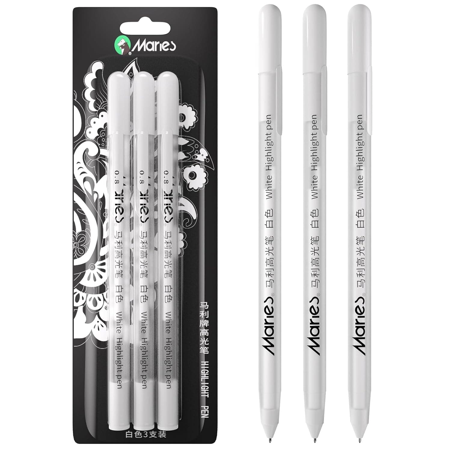 Bukela 3 Pack Gel Pen Set, White, Gold and Silver Gel Ink Pens for Black Paper Drawing, Sketching, Illustration, Card Making Bullet Journaling (White)