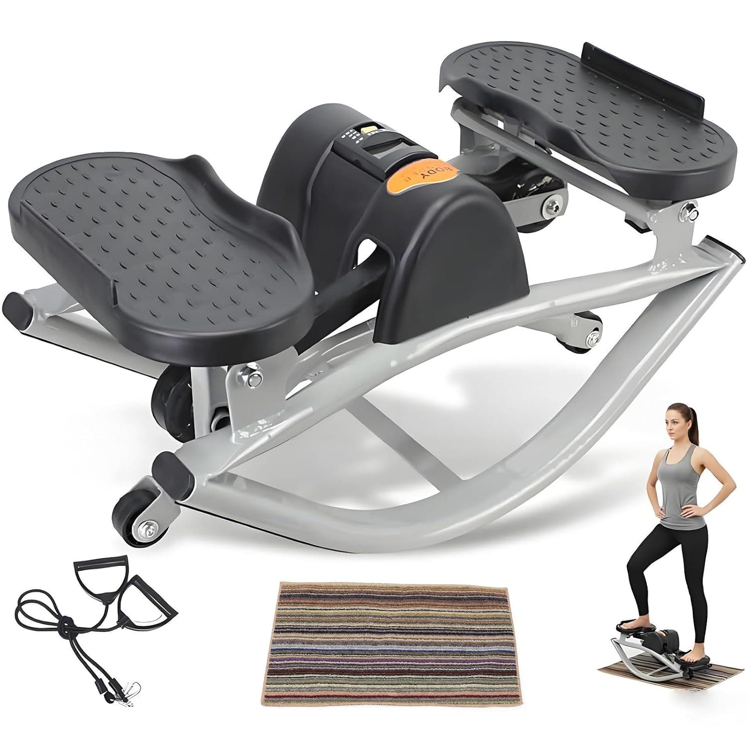Stepper,Lateral Rocking Stepper with Digital Monitor, Non-Slip Mat, Low-Impact Joint Friendly Home Exercise Equipment, Portable Compact Full Body Workout Machine for Legs Glutes Abs