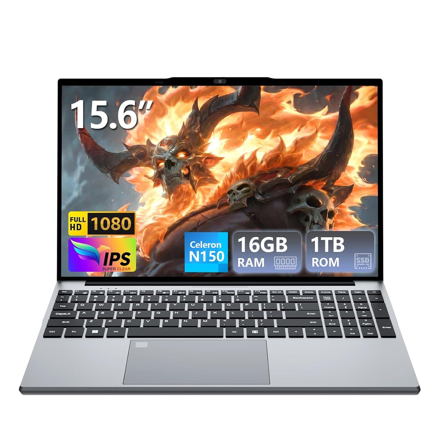 2025 Laptop, Laptop Computer with Celeron N150, Lap top with 16GB DDR4 1TB SSD, 15.6" IPS 1080P, Backlit Keyboard Fingerprint, Win 11 Pro, Portable Laptops for Work Office Student