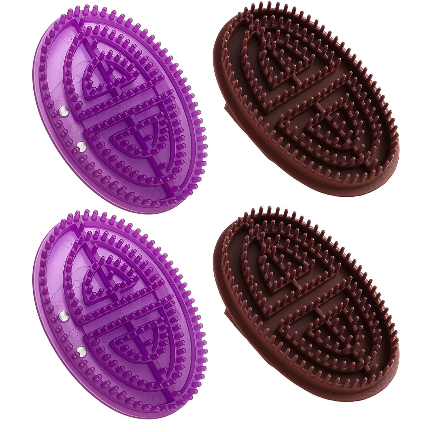 Set of 4 Body Massage Brushes, Includes Purple Model, for Muscle Relaxation, Lymphatic Drainage and Couples Massage, with Ergonomic Handle, Relaxation Throughout the Body, Massage Comb