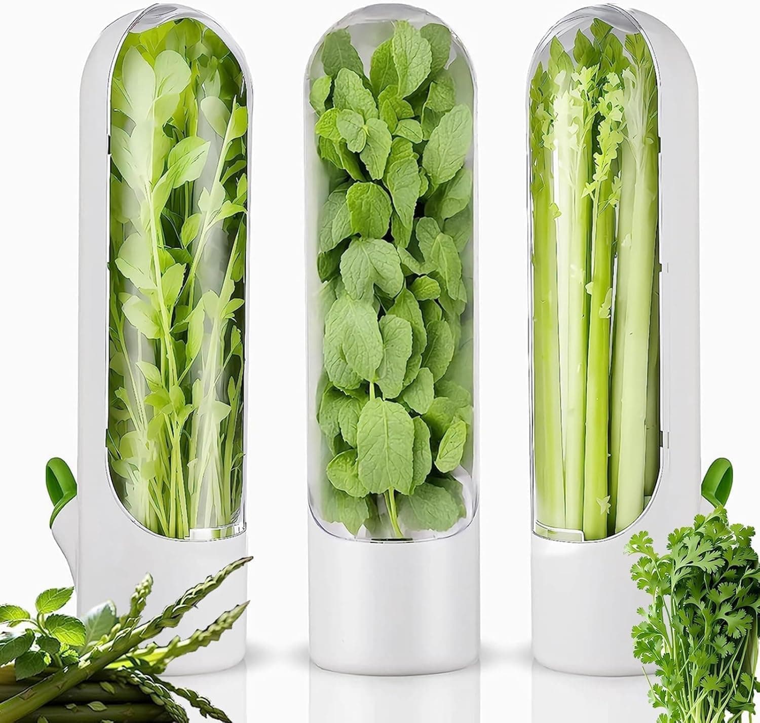 Bolivia'sFresh Vegetable Containers, 3 Count Saver Pod, Airtight Vegetables Preserver for Refrigerator, Perfect for Storing Leafy Greens and Fresh Vegetables