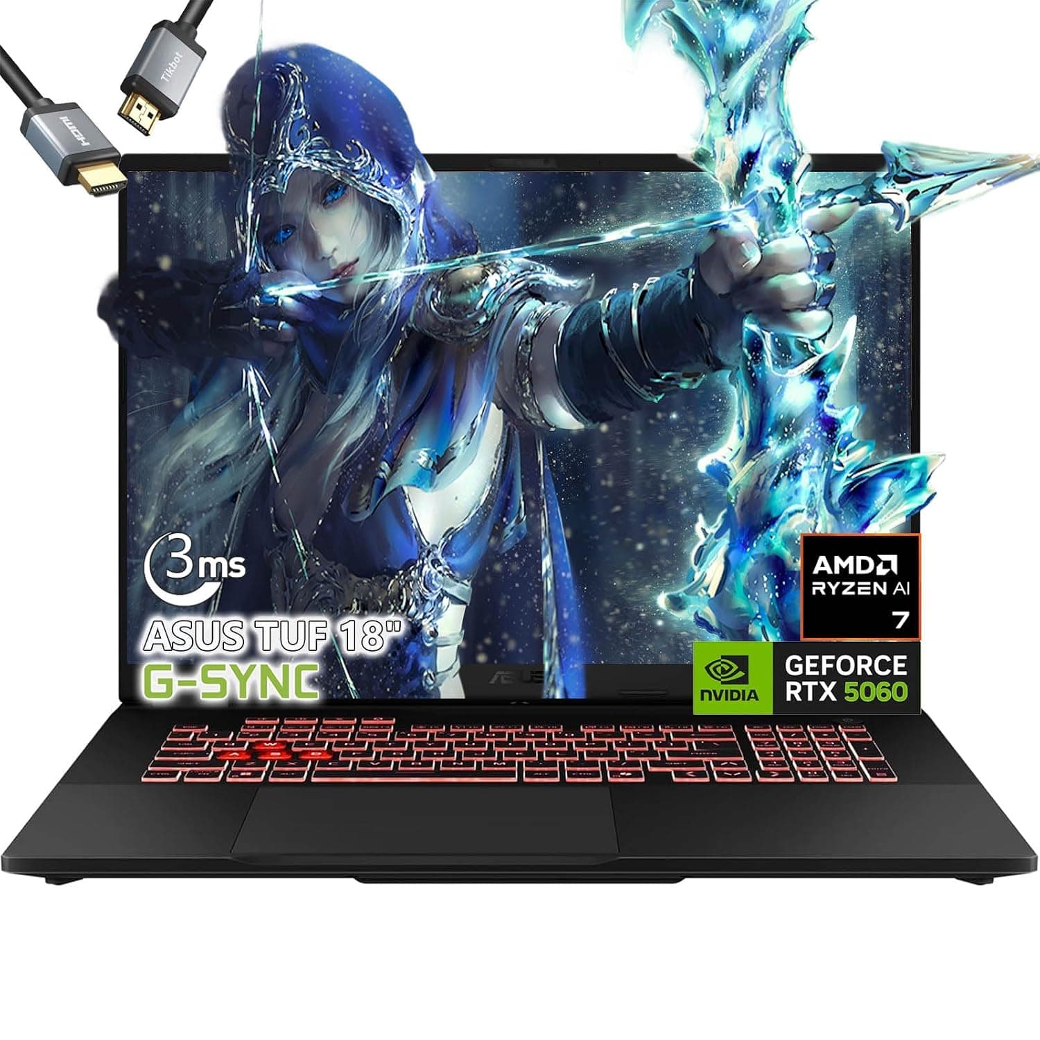 ASUS TUF A18 Gaming Laptop - AMD Ryzen 7 260 Beat i9-13905H - NVIDIA RTX 5060-32GB RAM -2TB SSD -18" WUXGA Display - RGB Backlit Keyboard -Windows 11 -FHD Camera -Gamer Creative Videao Editing