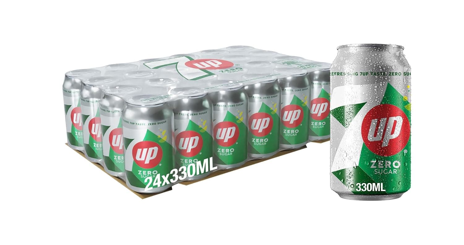 7UP Zero Soft Drink, Cans, 24 x 330 ml