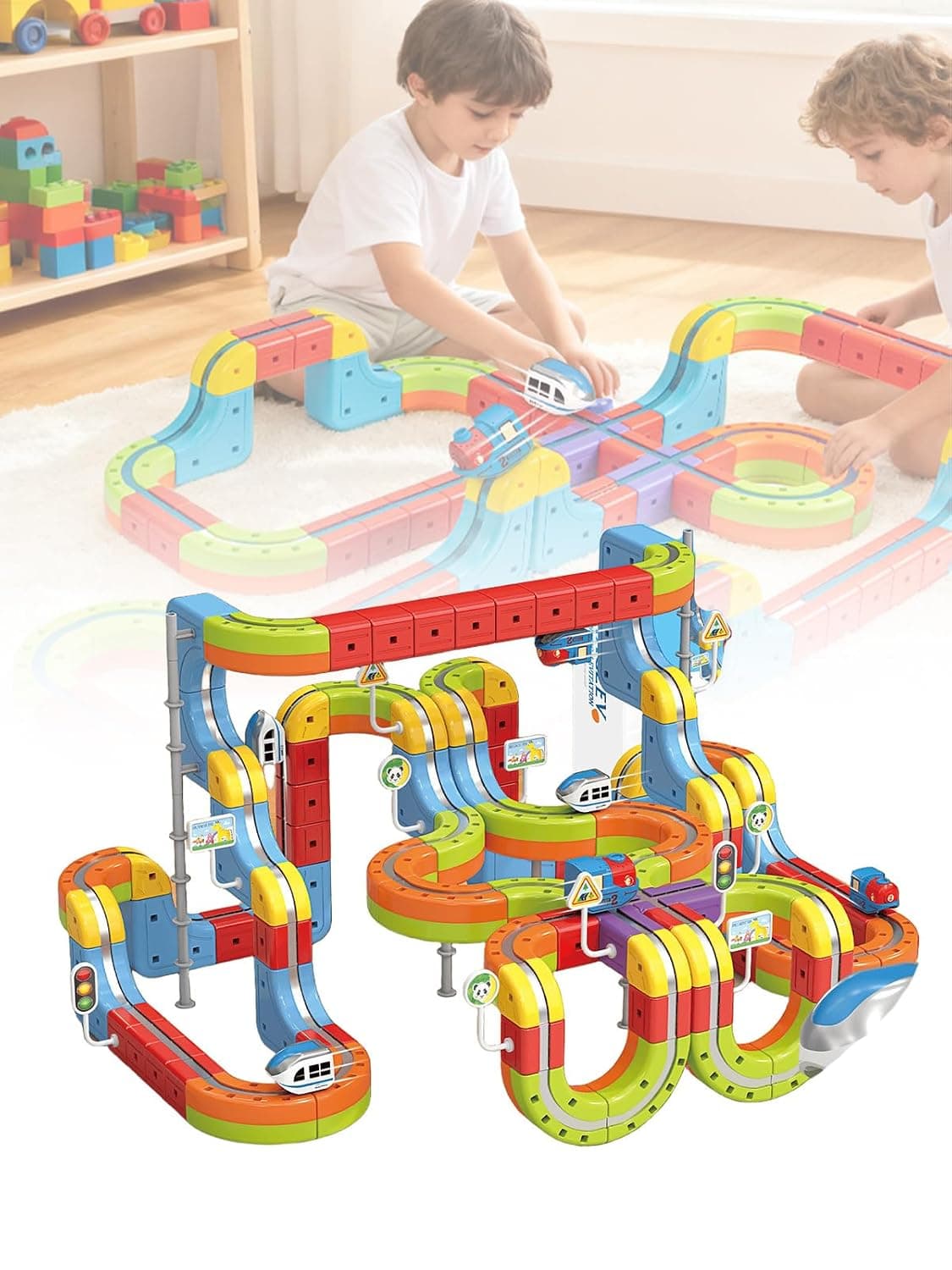 Magnetic Track Set, Electric Train Tracks, Creative DIY Building Toy(32)