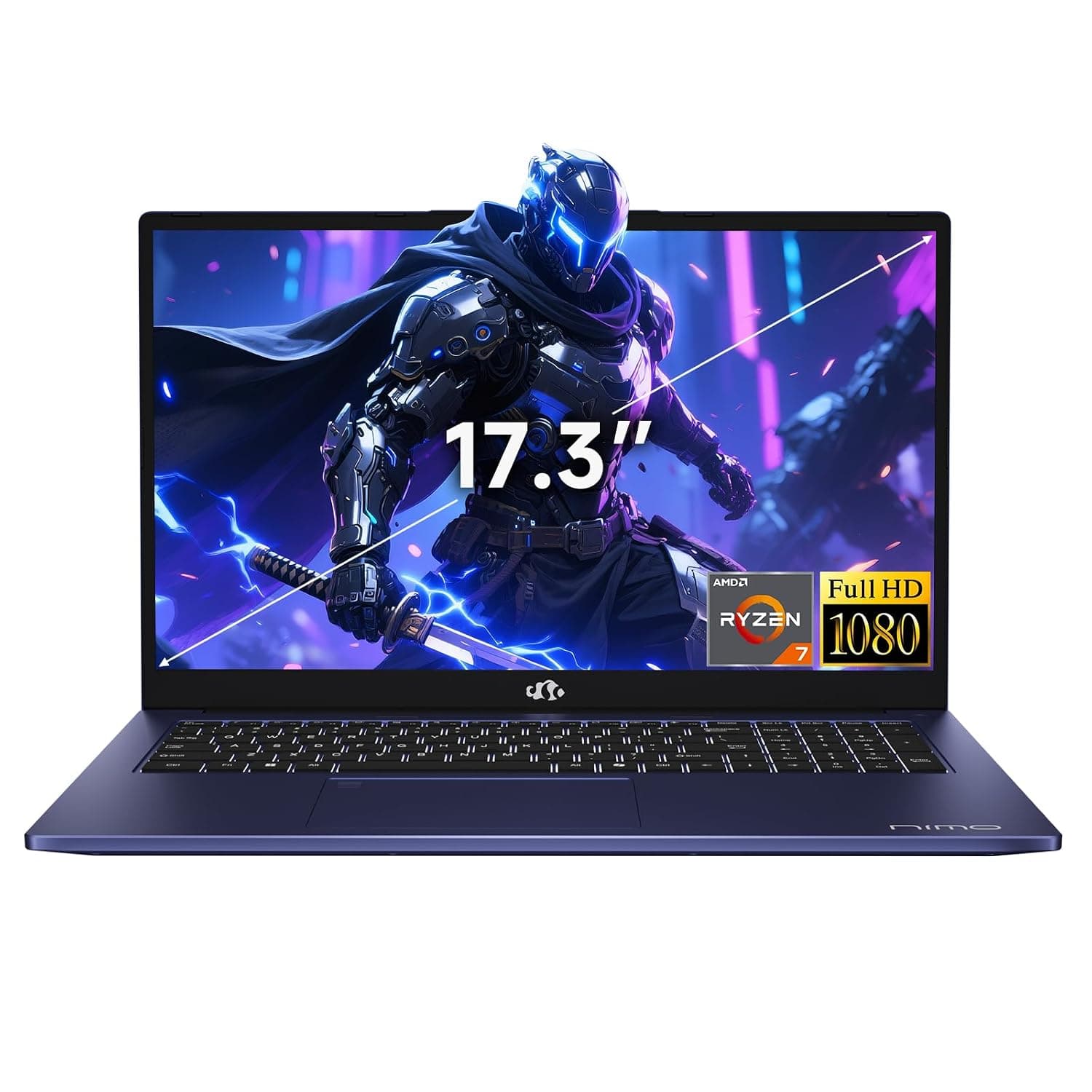 NIMO 17.3" Gaming Laptop, Ryzen 7 7735HS (8C/16T) 16GB DDR5 RAM 1TB SSD, Radeon 680M, 100W Type-C Fast Charge, WiFi 6E, Bluetooth 5.2, Fingerprint, Backlit Keyboard, 58WH Battery for Business