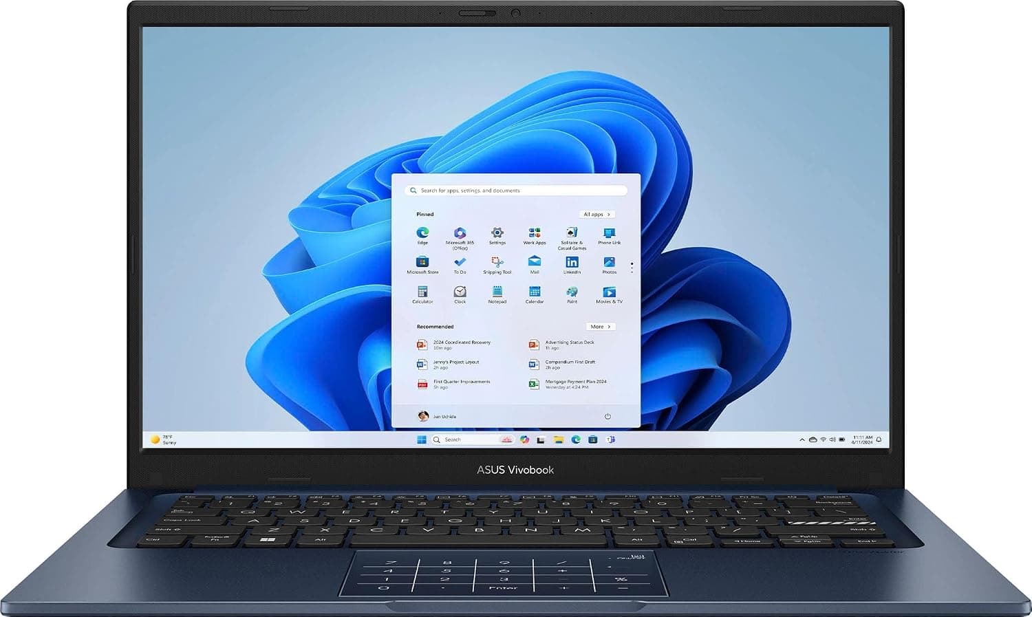 ASUS Vivobook 14 14” FHD Display Laptop, Intel Core 5 120U, Intel Graphics, 8GB DDR4, 256GB SSD, Wi-Fi 6, Bluetooth, Copilot AI, Windows 11 Home in S Mode, Quiet Blue, X1404VAP-V14.C58256
