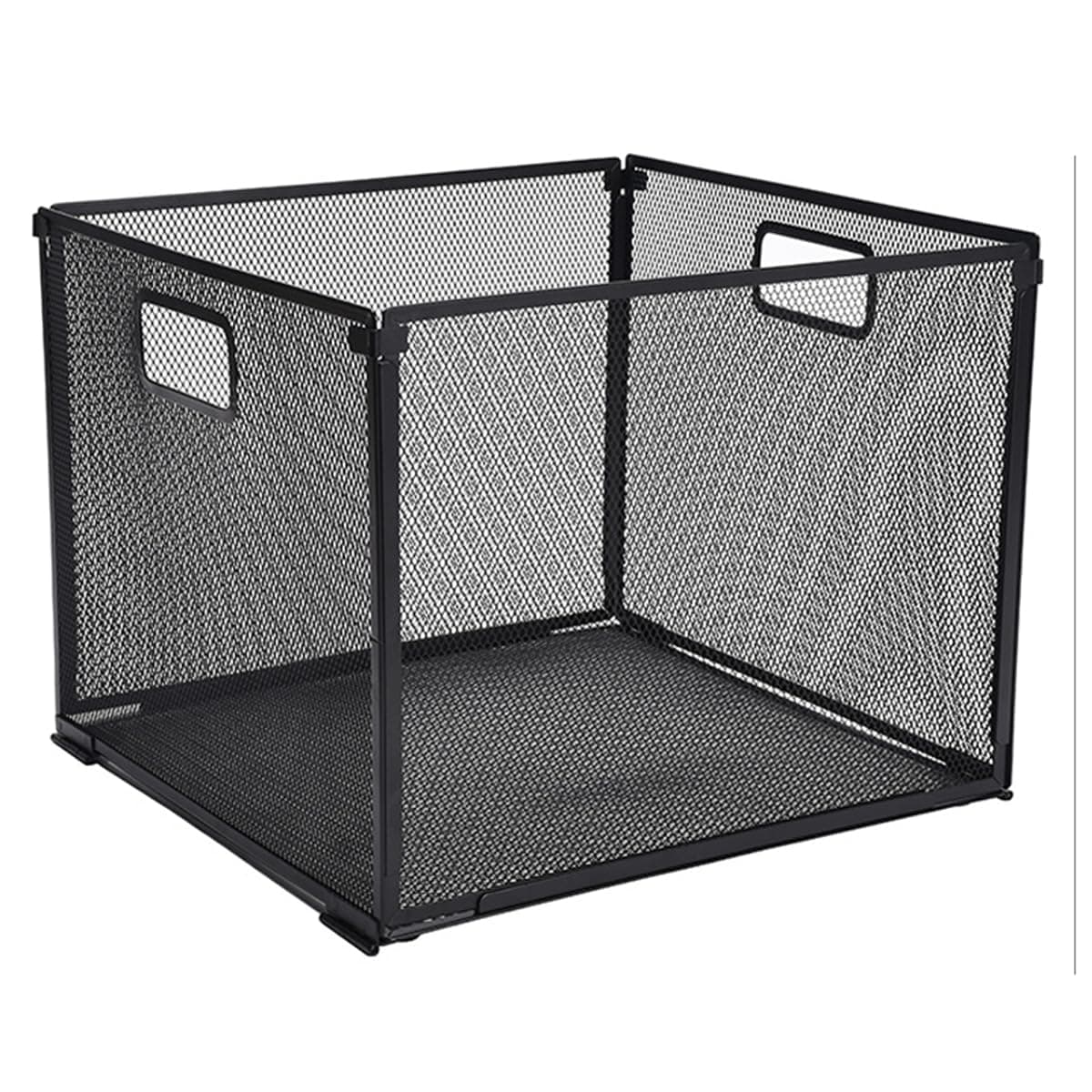 ALMEKAQUZ Metal File Folder Box With Built-in Handles, Foldable Mesh Desk Hanging Organizer, Letter-Size Desktop Holder for Office Home School