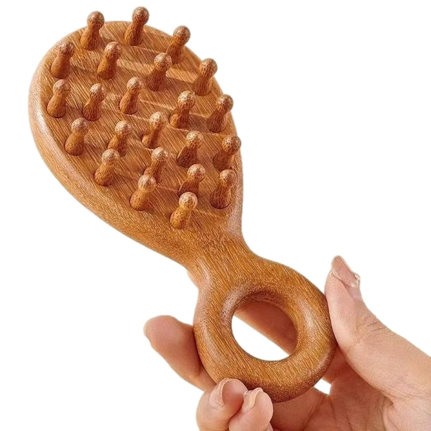 Sandalwood Head Massager Comb, Wide Tooth Natural Wood Gua Sha Tool with Ergonomic Handle, Ideal for Scalp Stimulation, Stress Relief, Neck Shoulder Relaxation and Headache Relief, 14 * 6.5cm