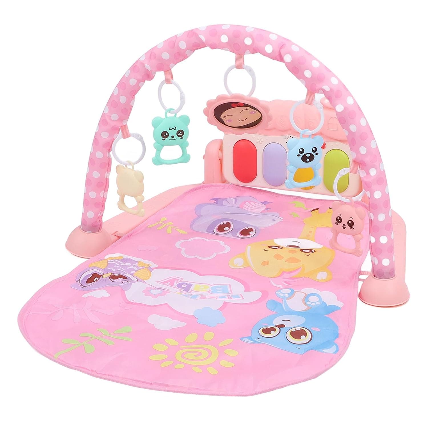 Cryfokt Baby Gym Play Mat for Newborns, Multifunctional Musical Activity Mat for Infants, Soft Crawling with Pedal Piano, 73x58x40cm