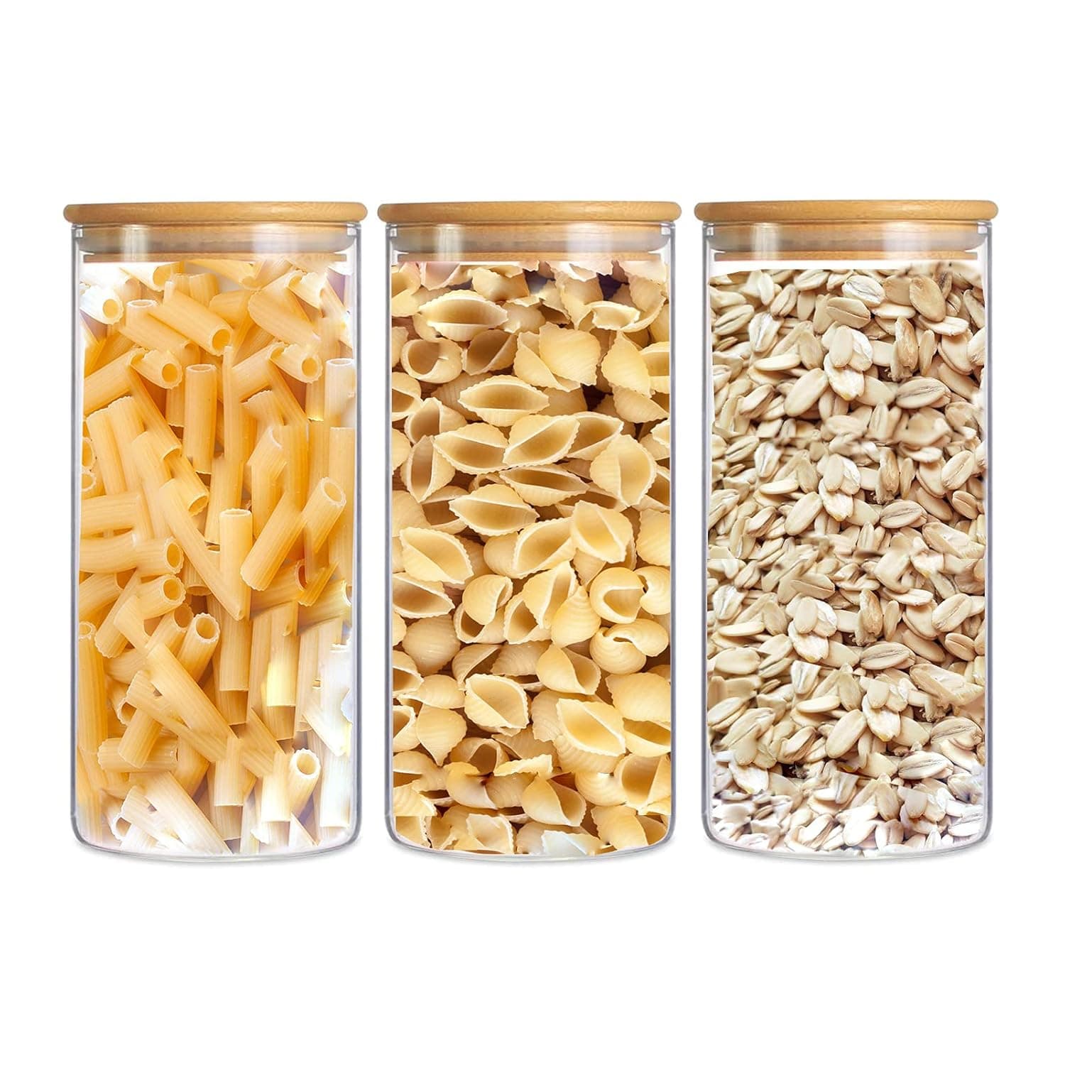 Glass Storage Jar,Kitchen Food Containers with Bamboo Lid 900ML (3900ml)