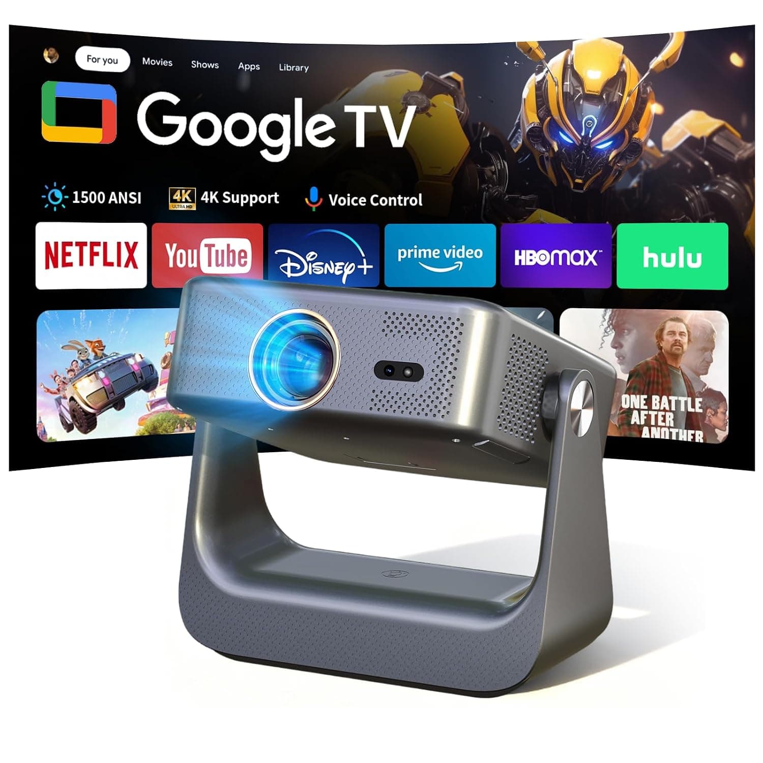 Projector [Official GTV] with WiFi 6 & Bluetooth, 4K Supported NF-Licensed, Outdoor & Home Theater Movie Projector with Auto Focus & Keystone WTONISY Z9