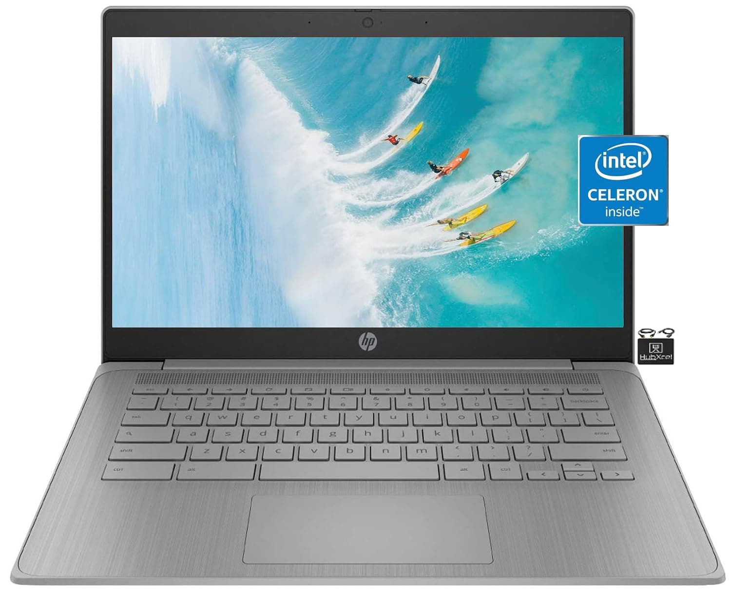 HP Chromebook Laptop Student Business (2023 Model), 14" HD Display, Quad-Core Intel Celeron N4120 (Upto 2.6GHz), HD Webcam,WiFi 5, UHD Graphics, Chrome OS +HubxcelAccessory-paren