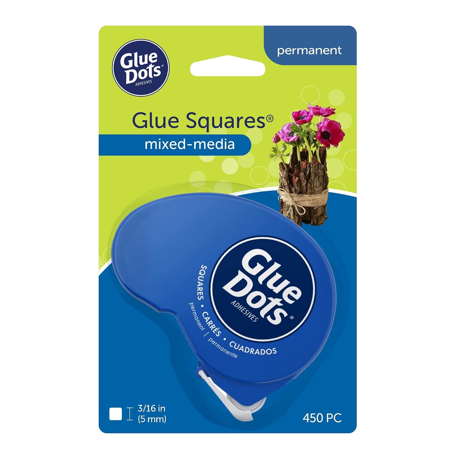 Glue Dots Dot N' Go Dispenser with 450 Double-Sided Permanent Glue Squares, 3/16’’, Clear Count